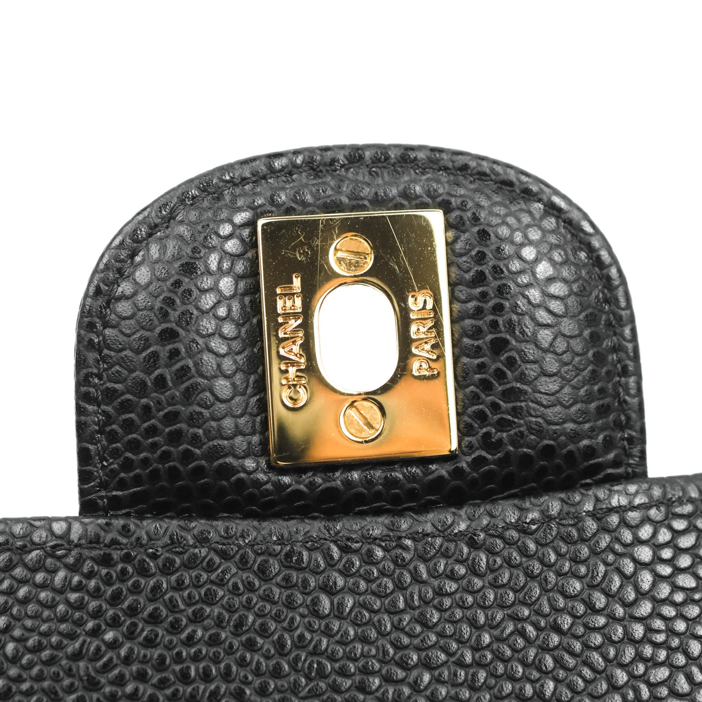 Chanel Classic M/L Medium Flap Quilted Black Caviar Gold Hardware