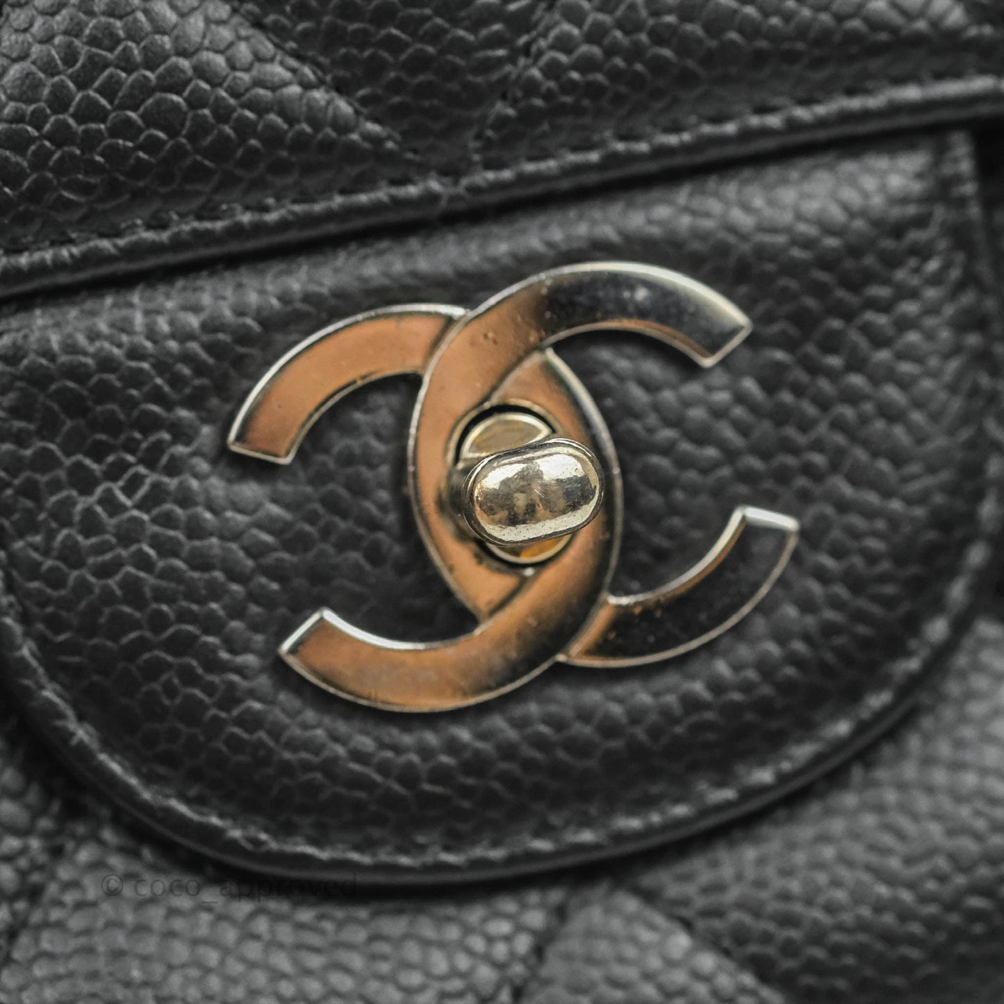 Chanel Jumbo Single Flap Black Caviar Silver Hardware