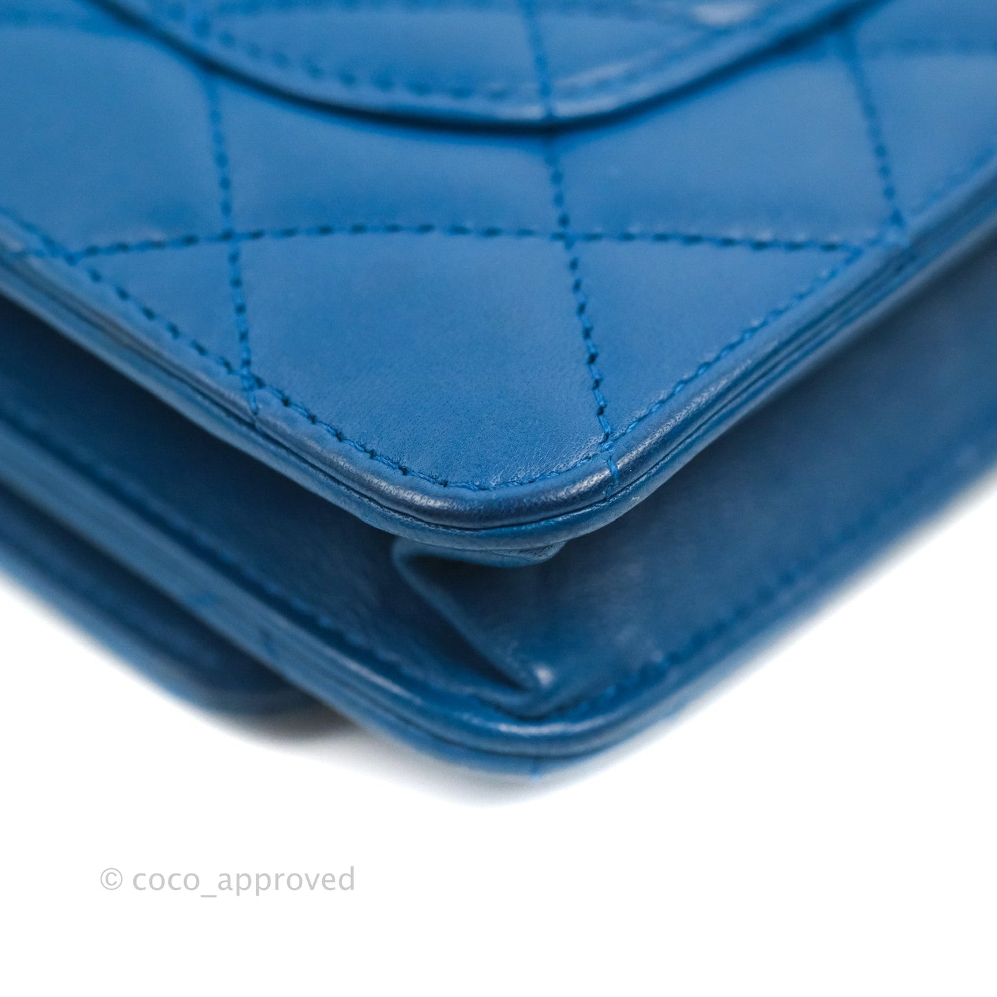 Chanel Quilted Classic Wallet on Chain WOC Blue Lambskin Gold Hardware