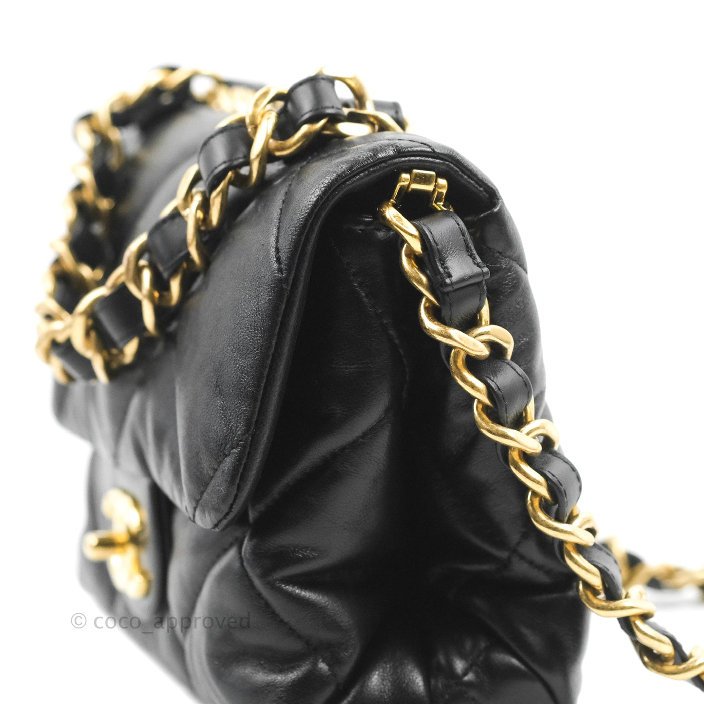 Chanel Small Flap Bag Black Lambskin Aged Gold Hardware 22-23FW