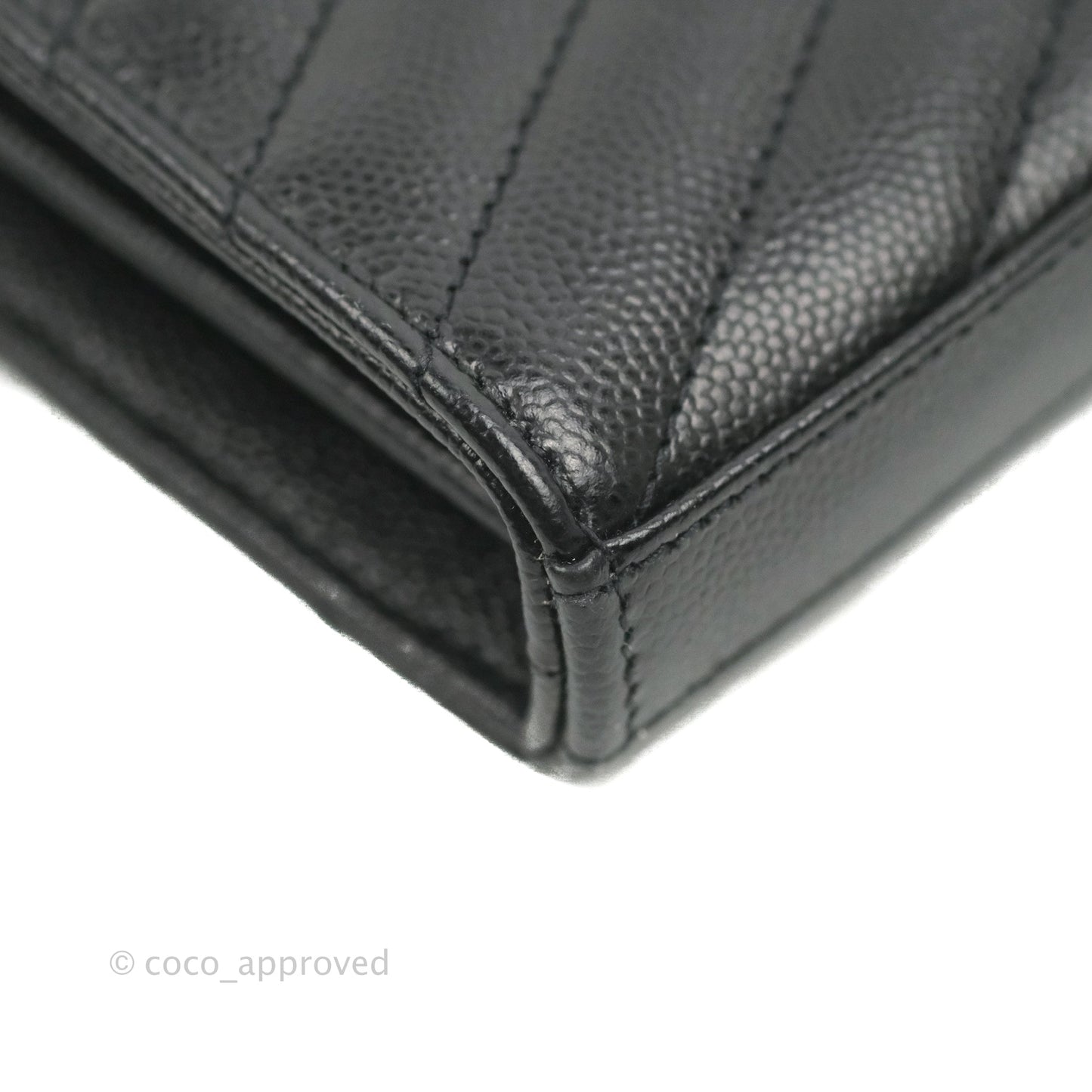 Saint Laurent Wallet on Chain Large Black Grained Leather Gold Hardware