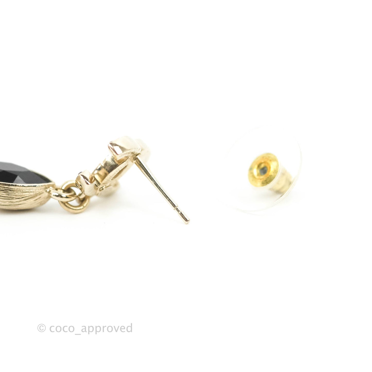 Chanel CC Black Resin Drop Earrings Gold Tone 21K