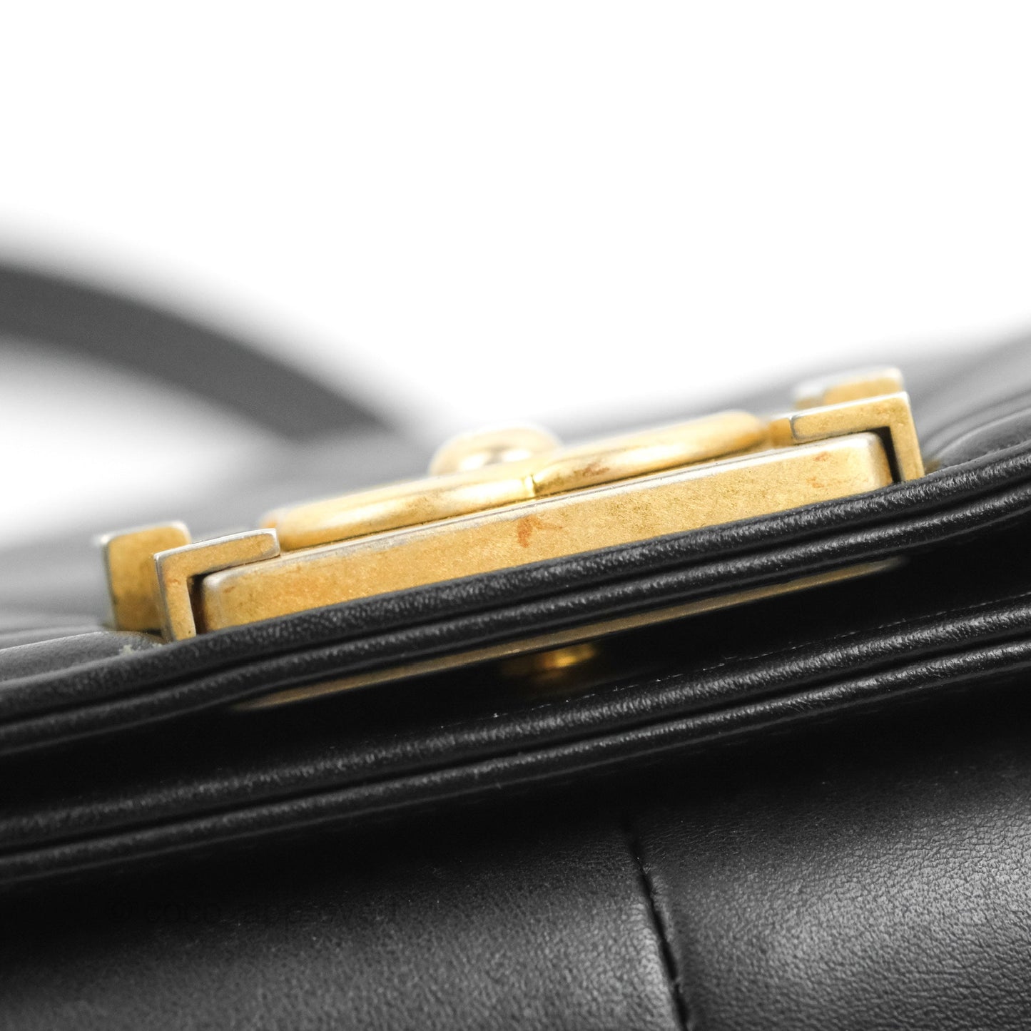 Chanel Chevron Medium Boy Black Calfskin Aged Gold Hardware