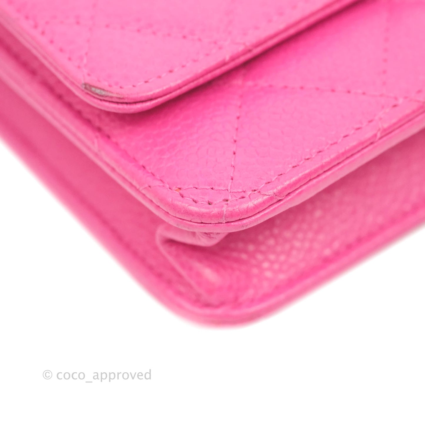 Chanel Quilted Wallet on Chain WOC Pink Caviar Silver Hardware