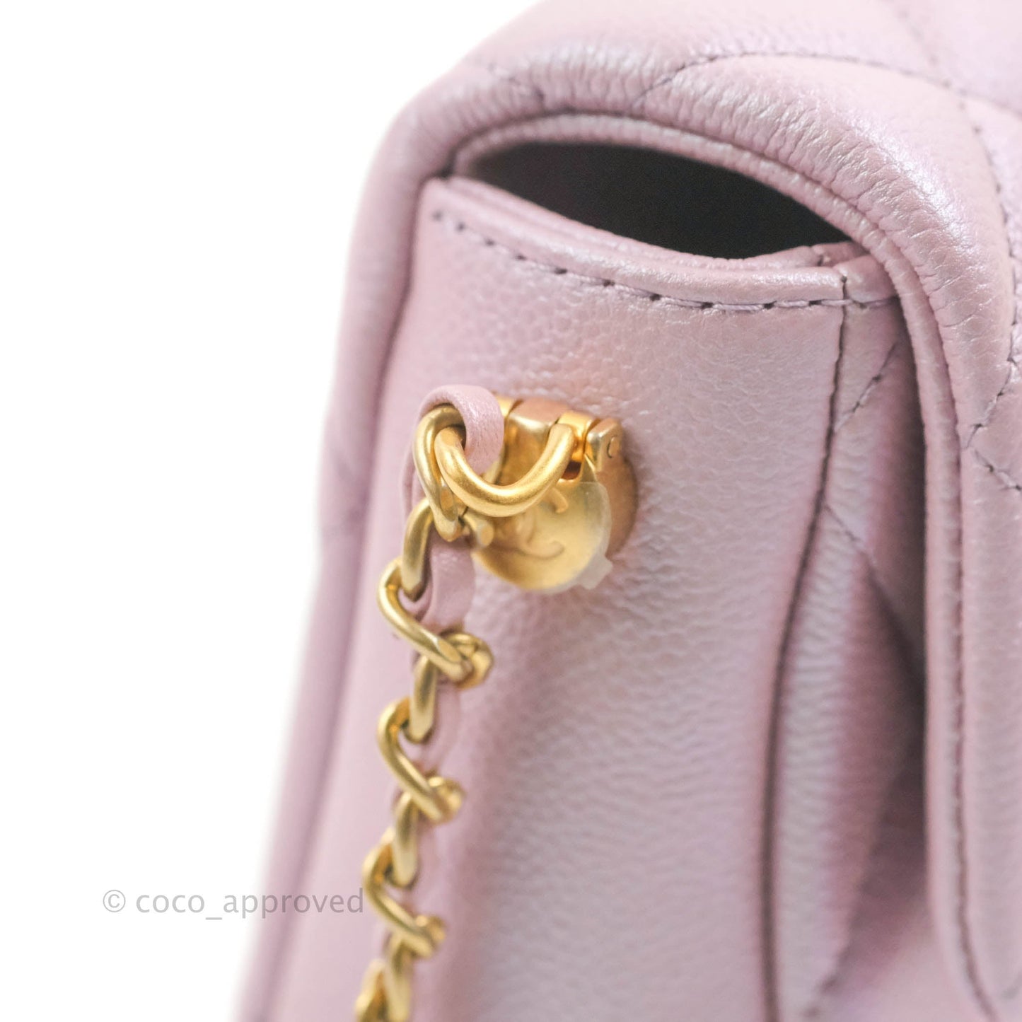 Chanel Quilted My Perfect Mini Iridescent Pink Caviar Aged Gold Hardware 21K