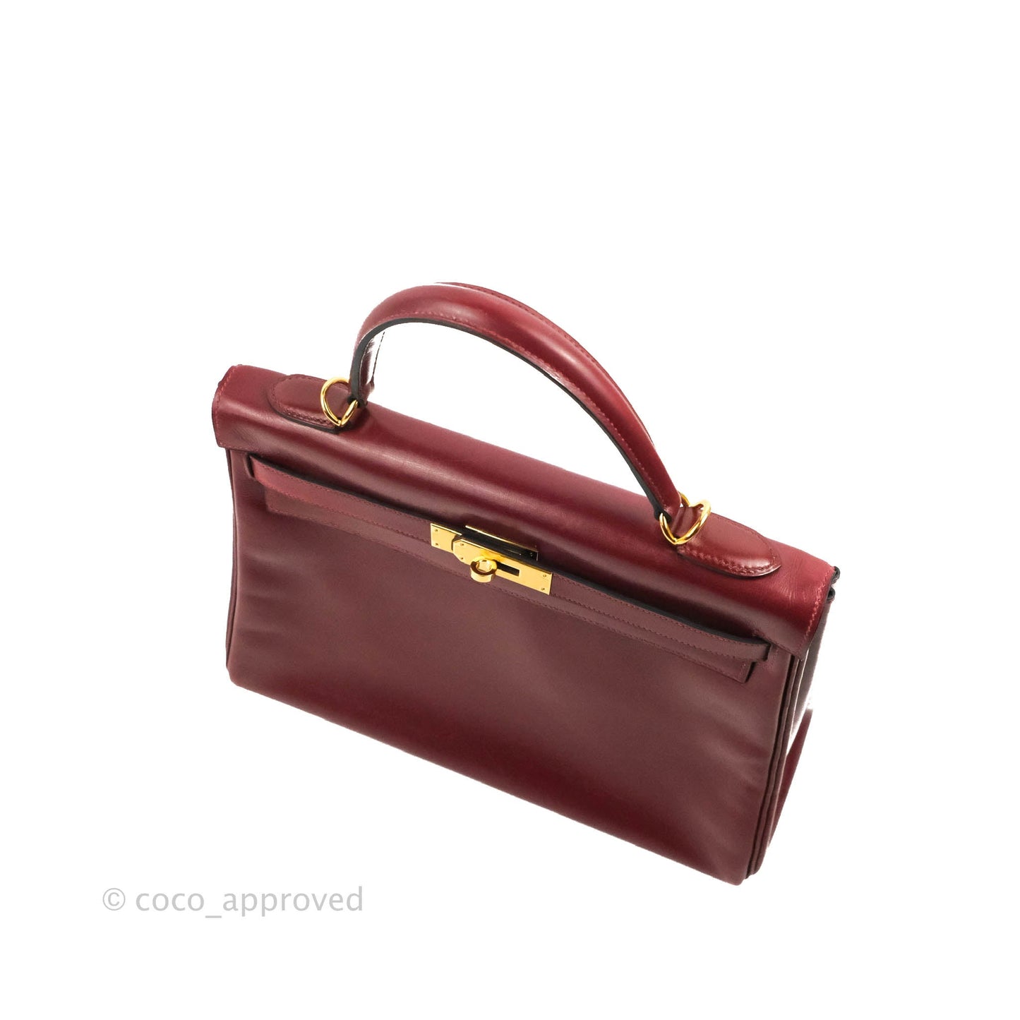 Hermès Vintage Kelly Retourne 32 Dark Red Gold Hardware
