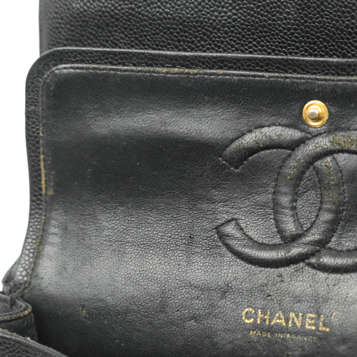 Chanel Classic M/L Medium Flap Quilted Black Caviar Gold Hardware