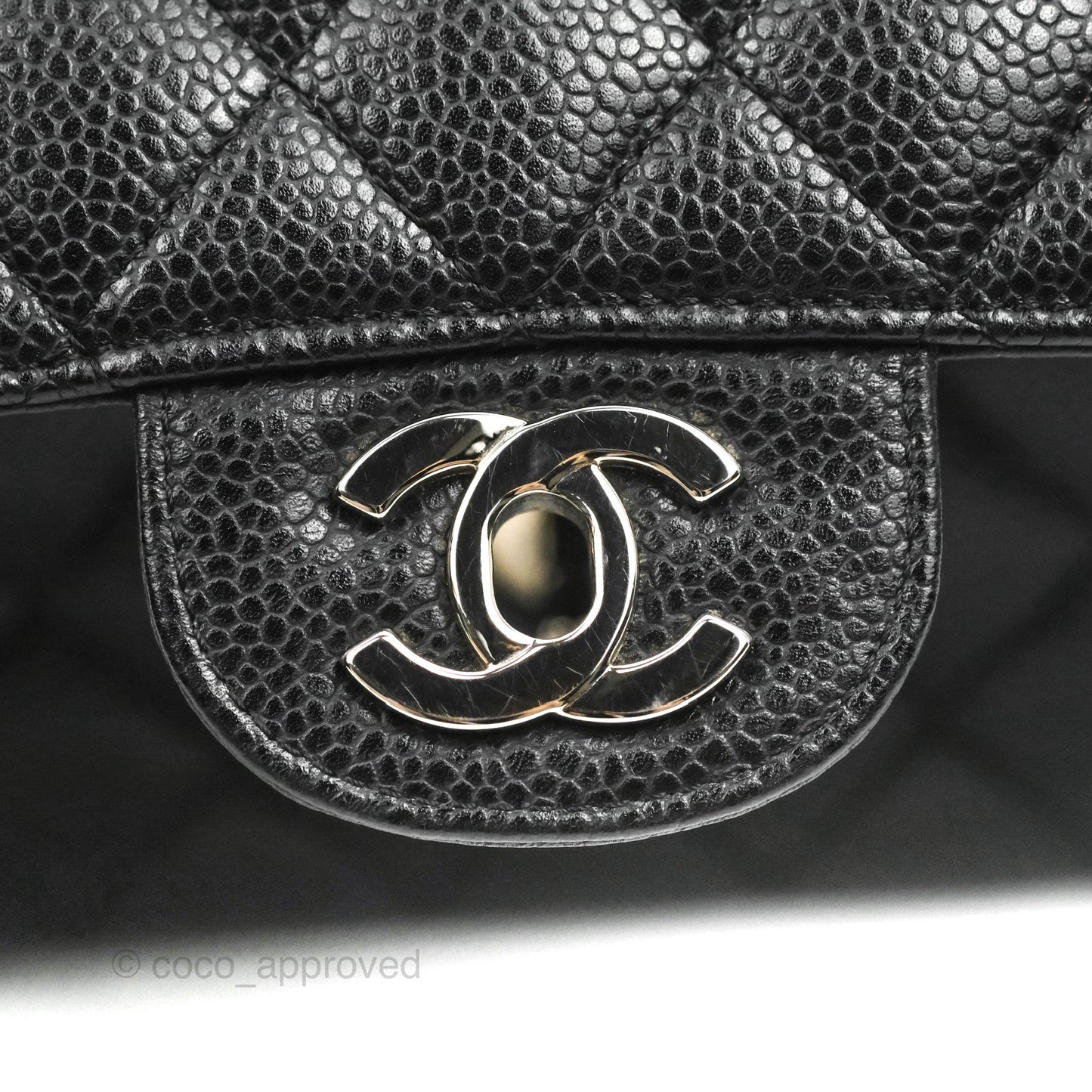 Chanel Classic M/L Medium Flap Quilted Black Caviar Silver Hardware