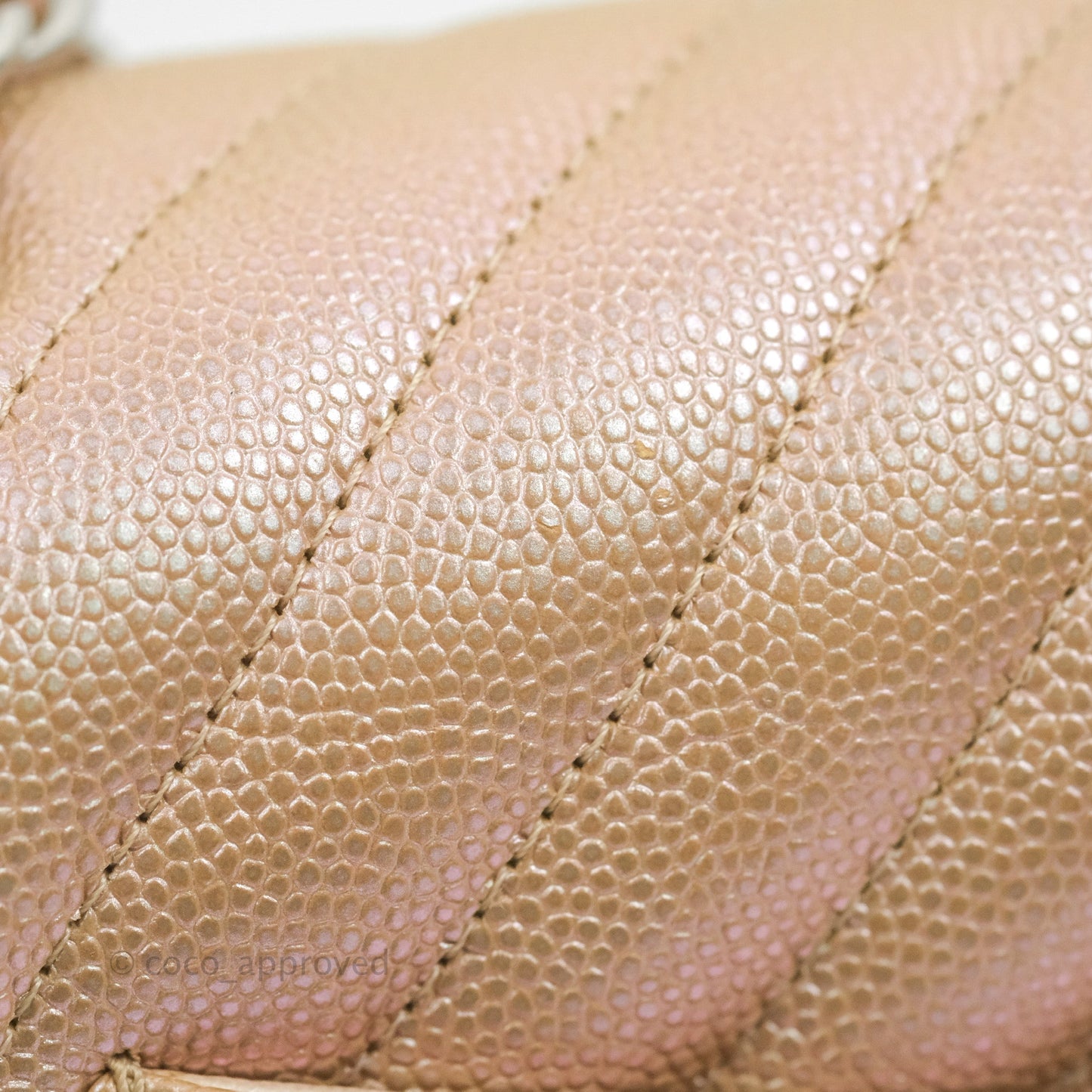 Chanel Quilted Mini Rectangular Flap Iridescent Pink Rose Gold Silver Hardware 17B