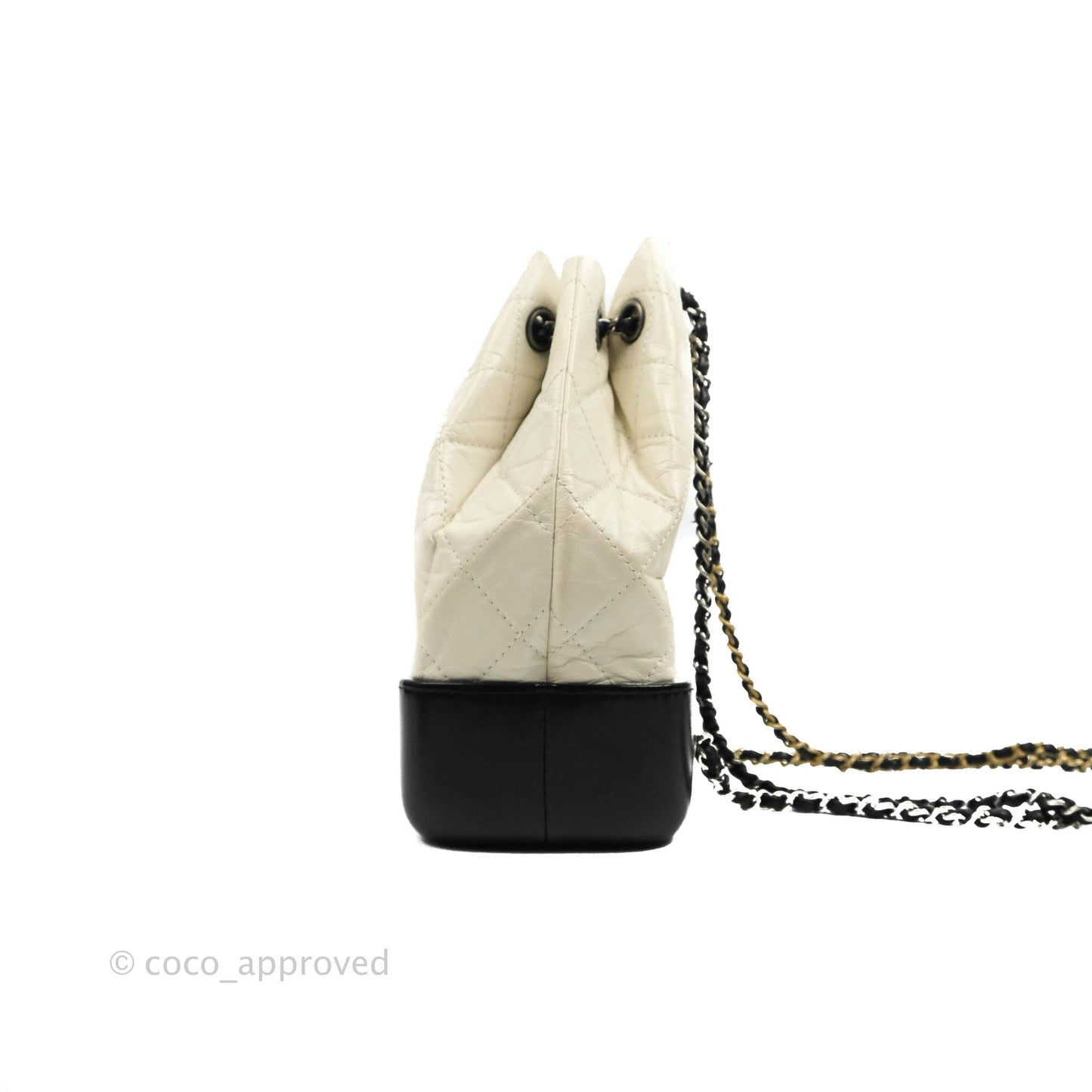 Chanel Small Gabrielle Backpack White Black Aged Calfskin