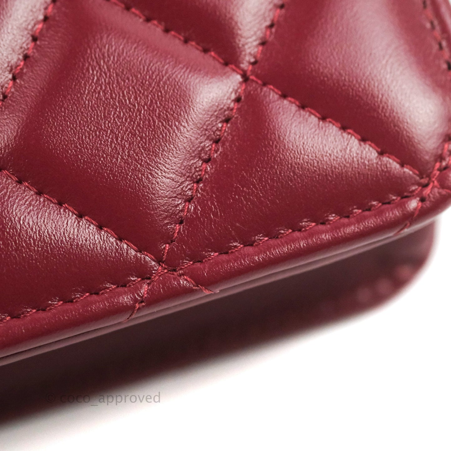 Chanel Quilted Perfect Fit Adjustable Wallet On Chain WOC Burgundy Calfskin Aged Gold Hardware