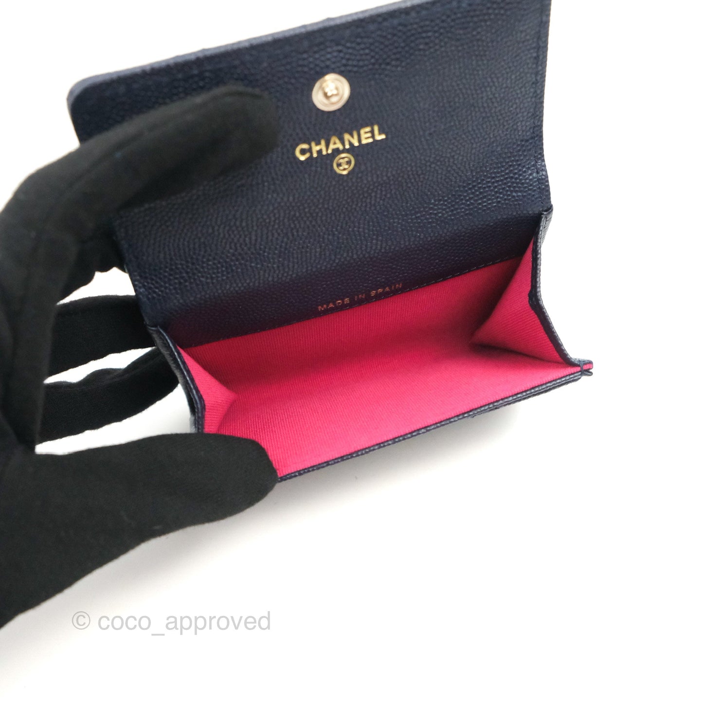 Chanel Quilted Flap Card Holder Navy Caviar