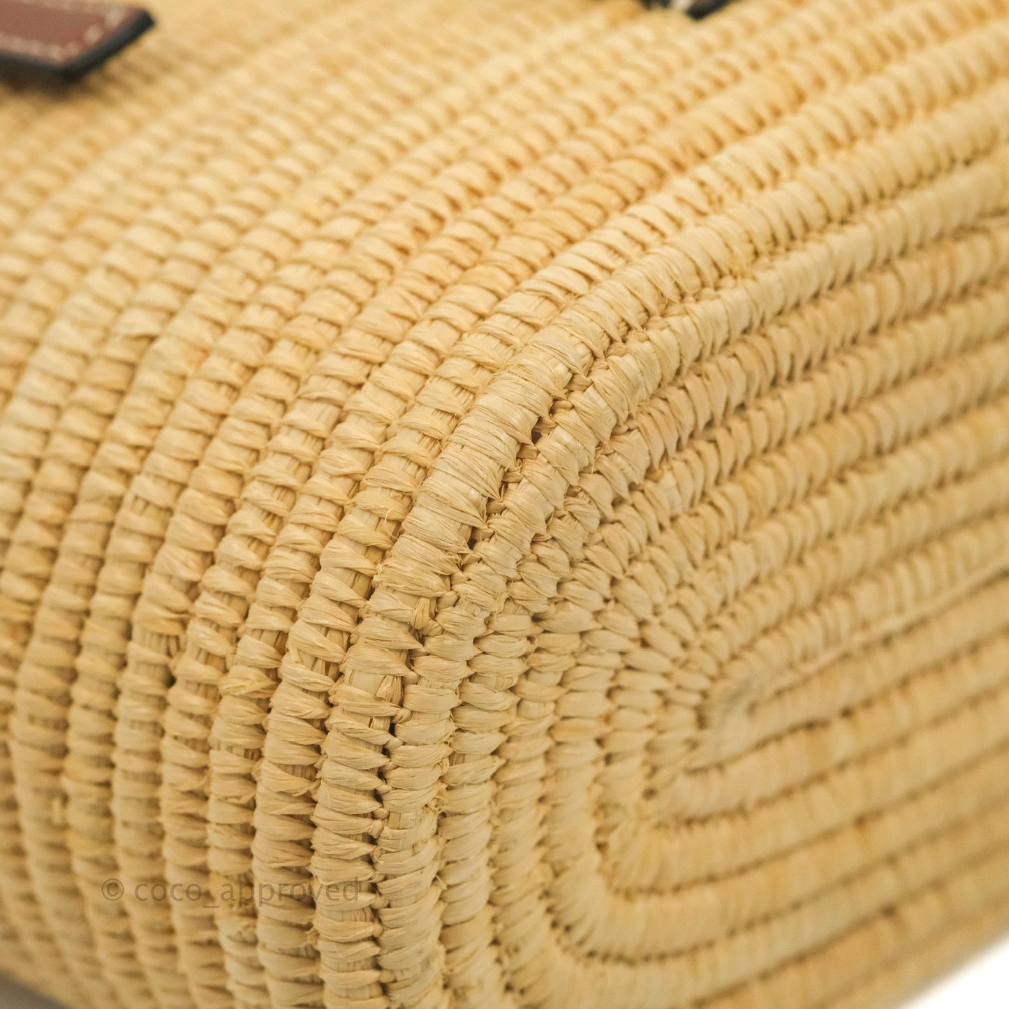 Loewe Small Square Basket Bag Raffia Calfskin Natural/Pecan