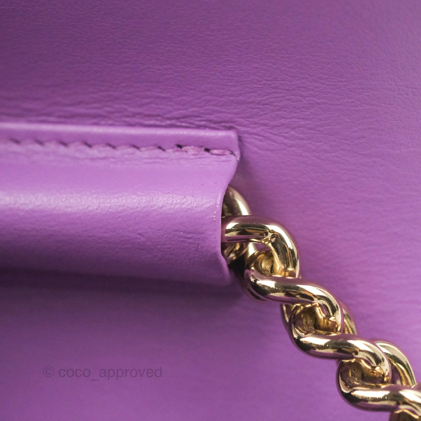 Chanel Quilted Boy Wallet on Chain WOC Purple Caviar Gold Hardware