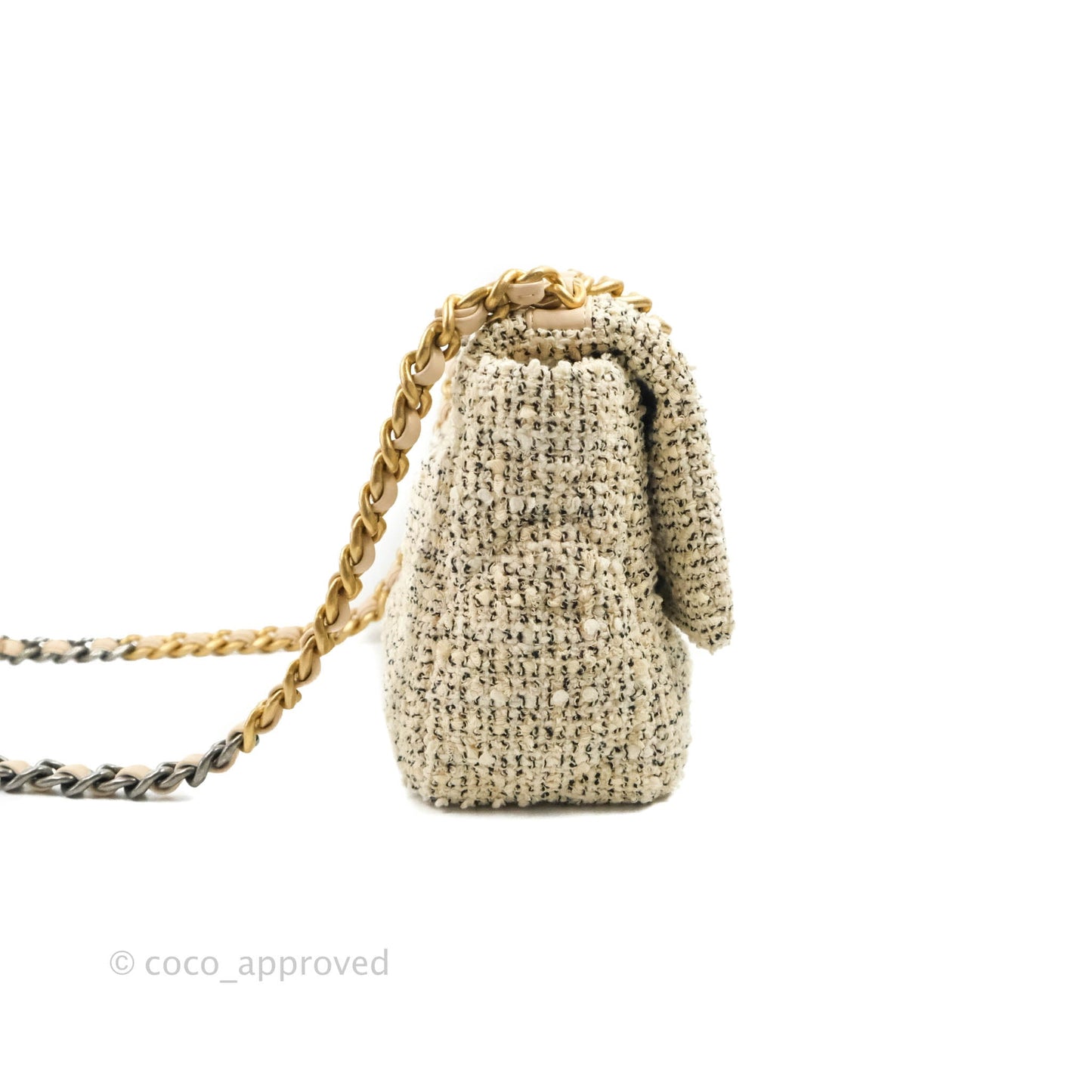 Chanel 19 Small Tweed Oreo Cream Mixed Hardware