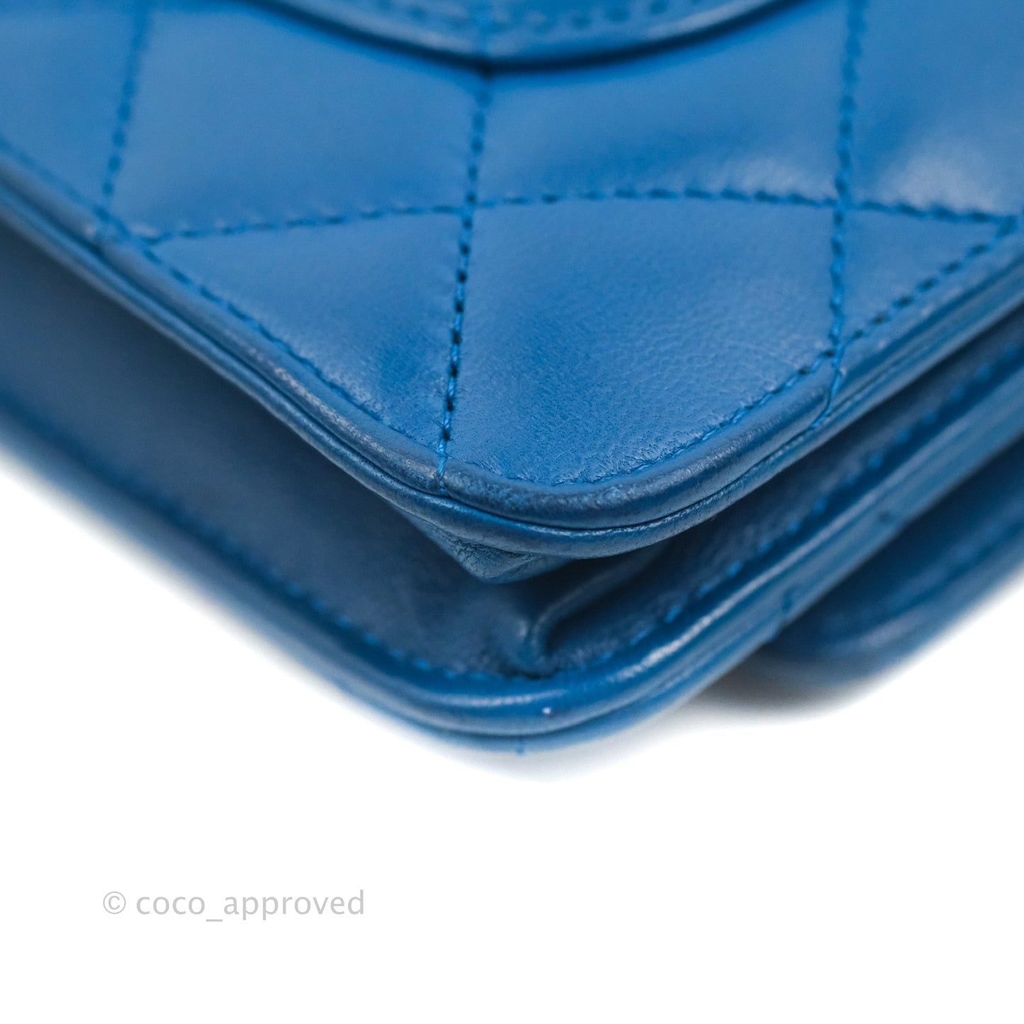 Chanel Quilted Classic Wallet on Chain WOC Blue Lambskin Gold Hardware