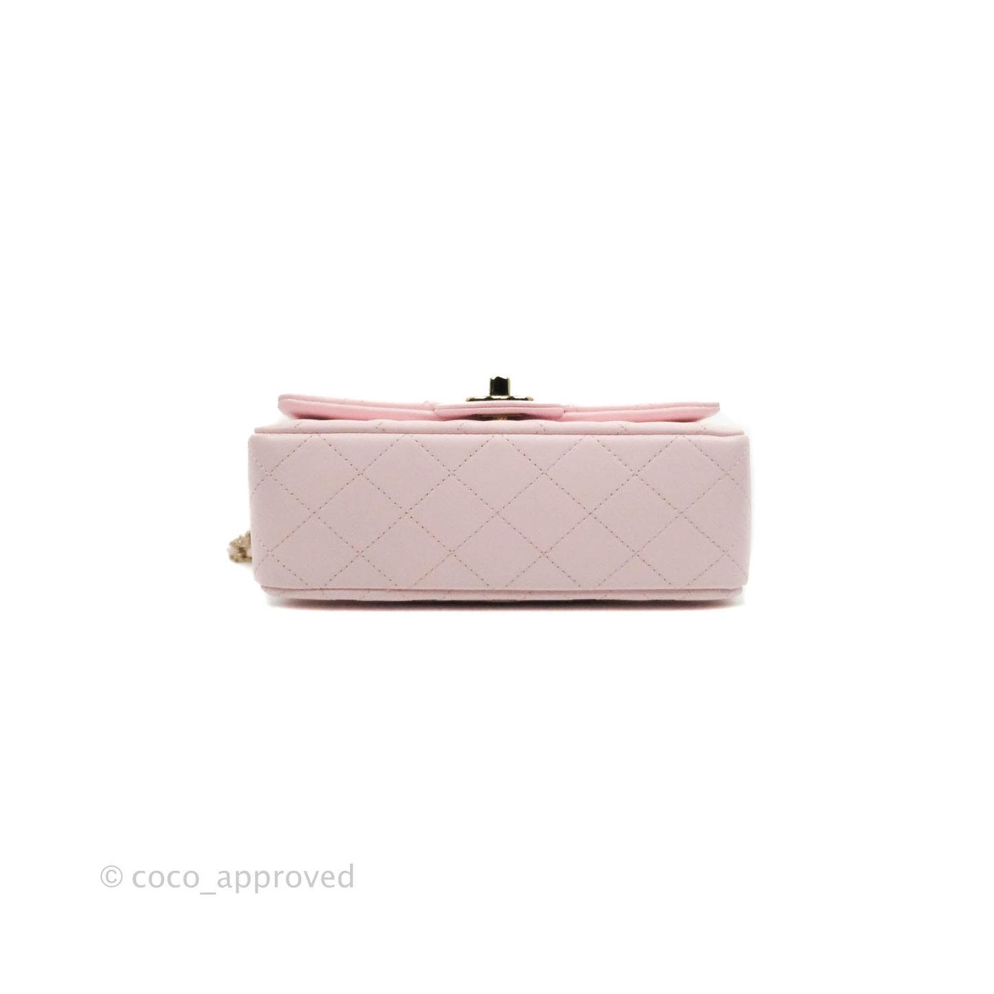 Chanel Top Handle Mini Rectangular Flap Bag Light Pink Lambskin Gold Hardware 22P