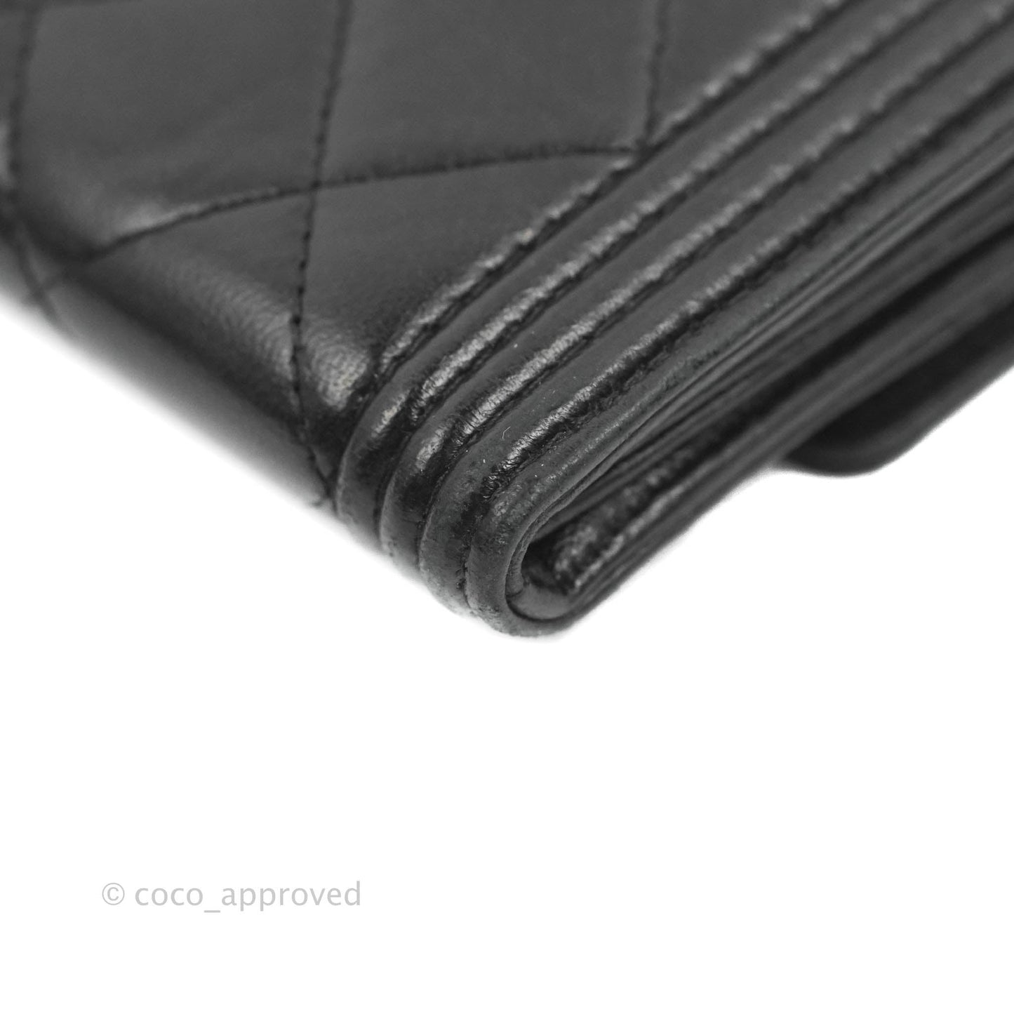 Chanel Quilted Boy Flap Long Wallet Black Lambskin Ruthentium Hardware