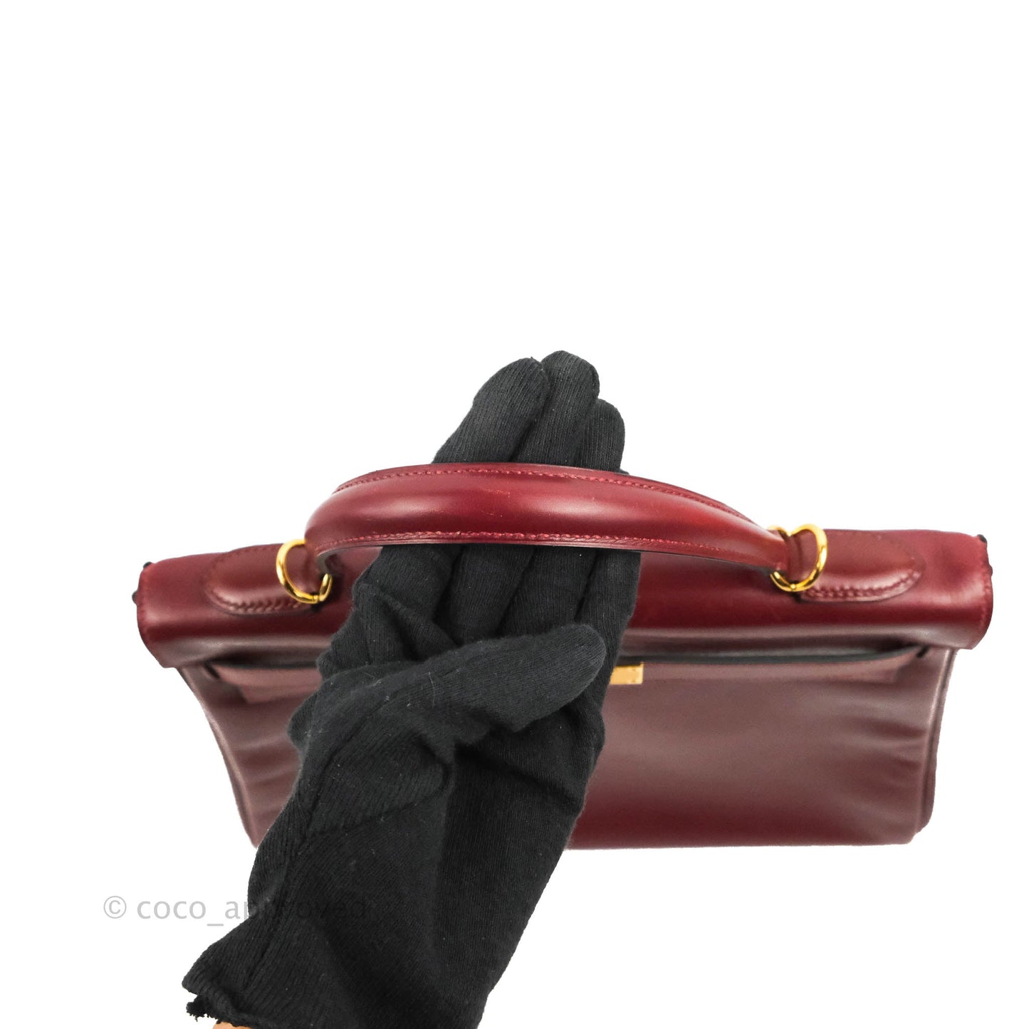 Hermès Vintage Kelly Retourne 32 Dark Red Gold Hardware