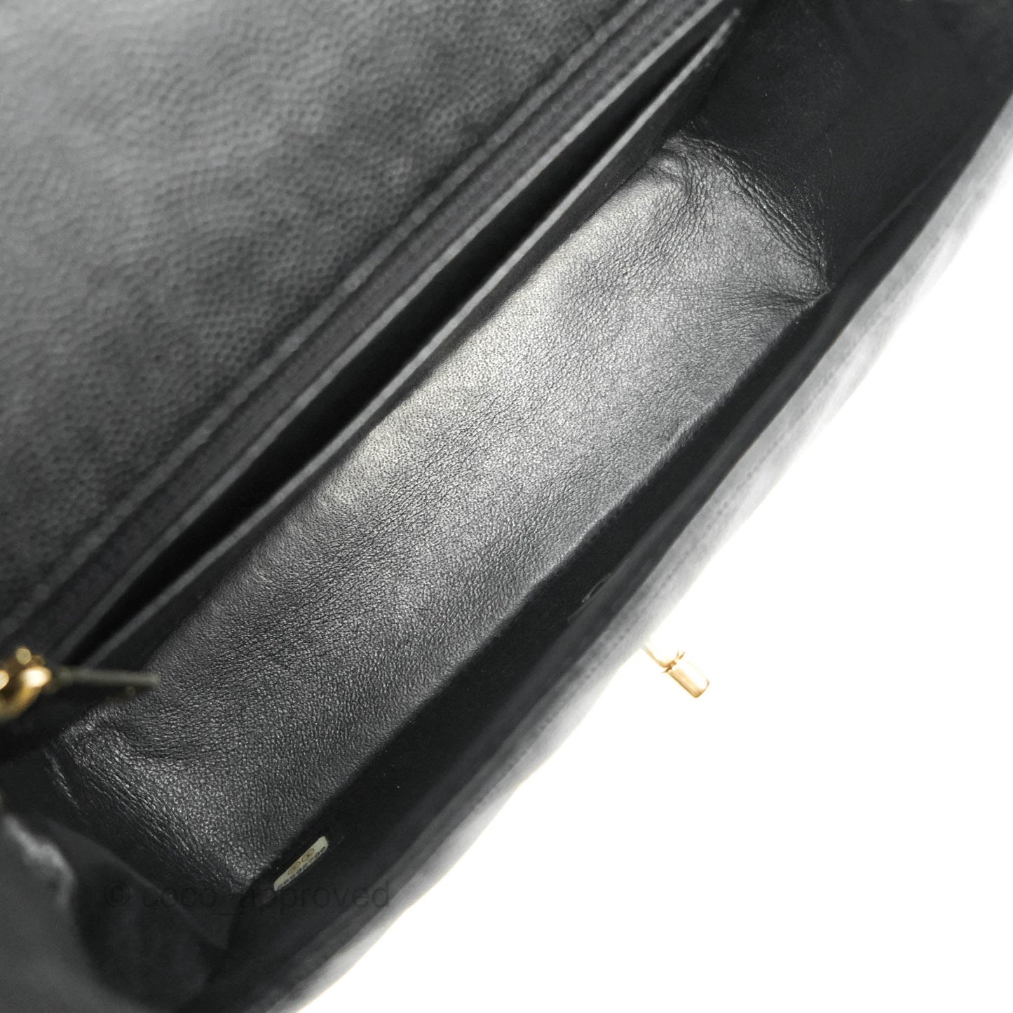 Chanel Chevron Mini Rectangular Flap Black Caviar Gold Hardware