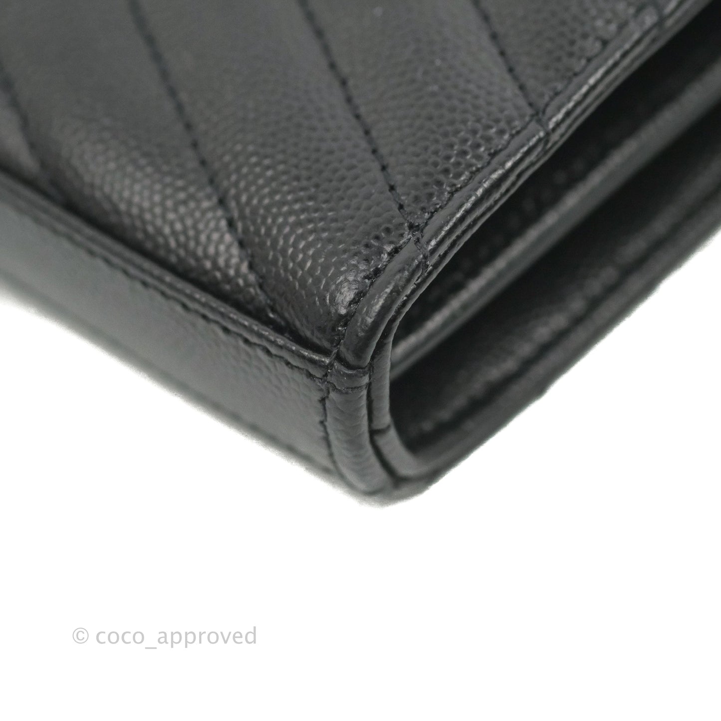 Saint Laurent Wallet on Chain Large Black Grained Leather Gold Hardware