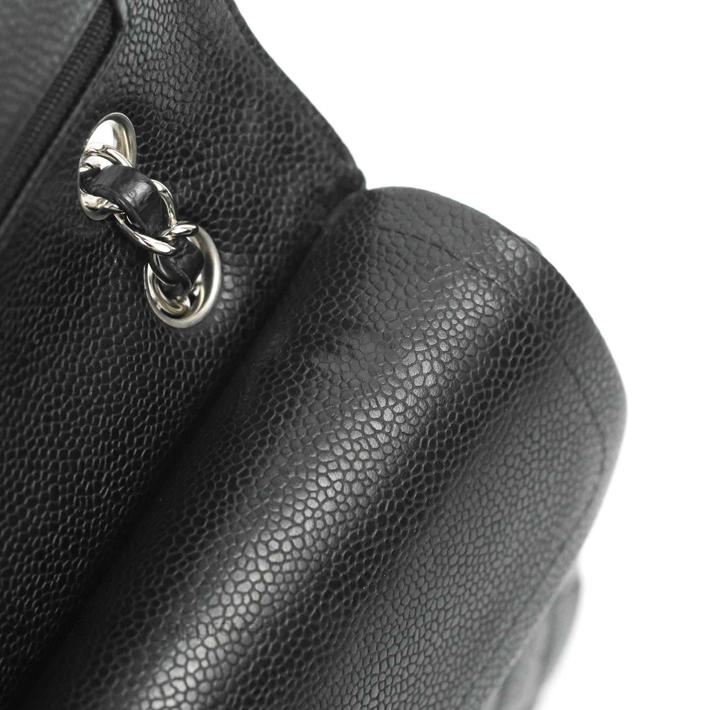 Chanel Classic M/L Medium Flap Quilted Black Caviar Silver Hardware