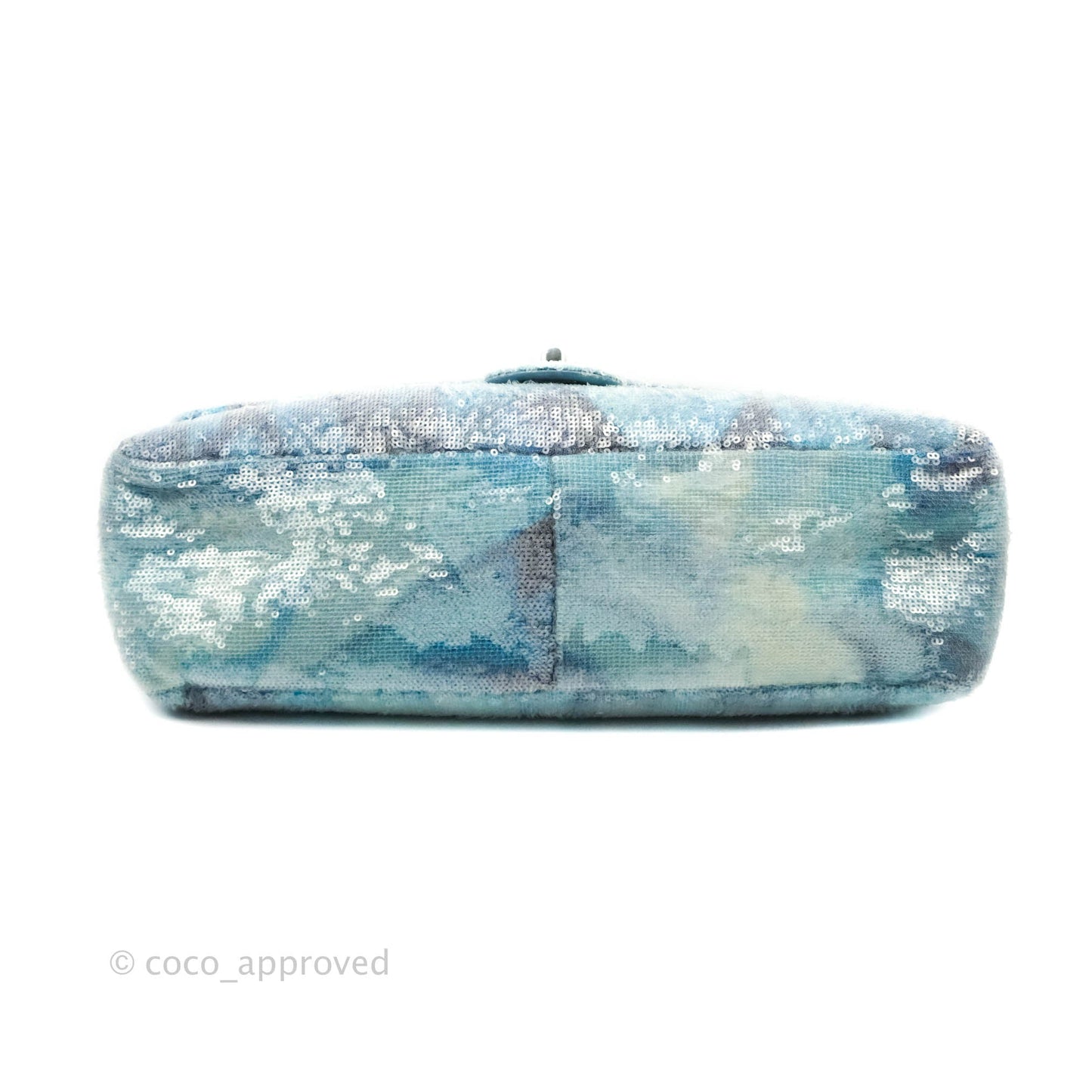 Chanel Large Sequin Waterfall Flap Bag Blue Silver Hardware