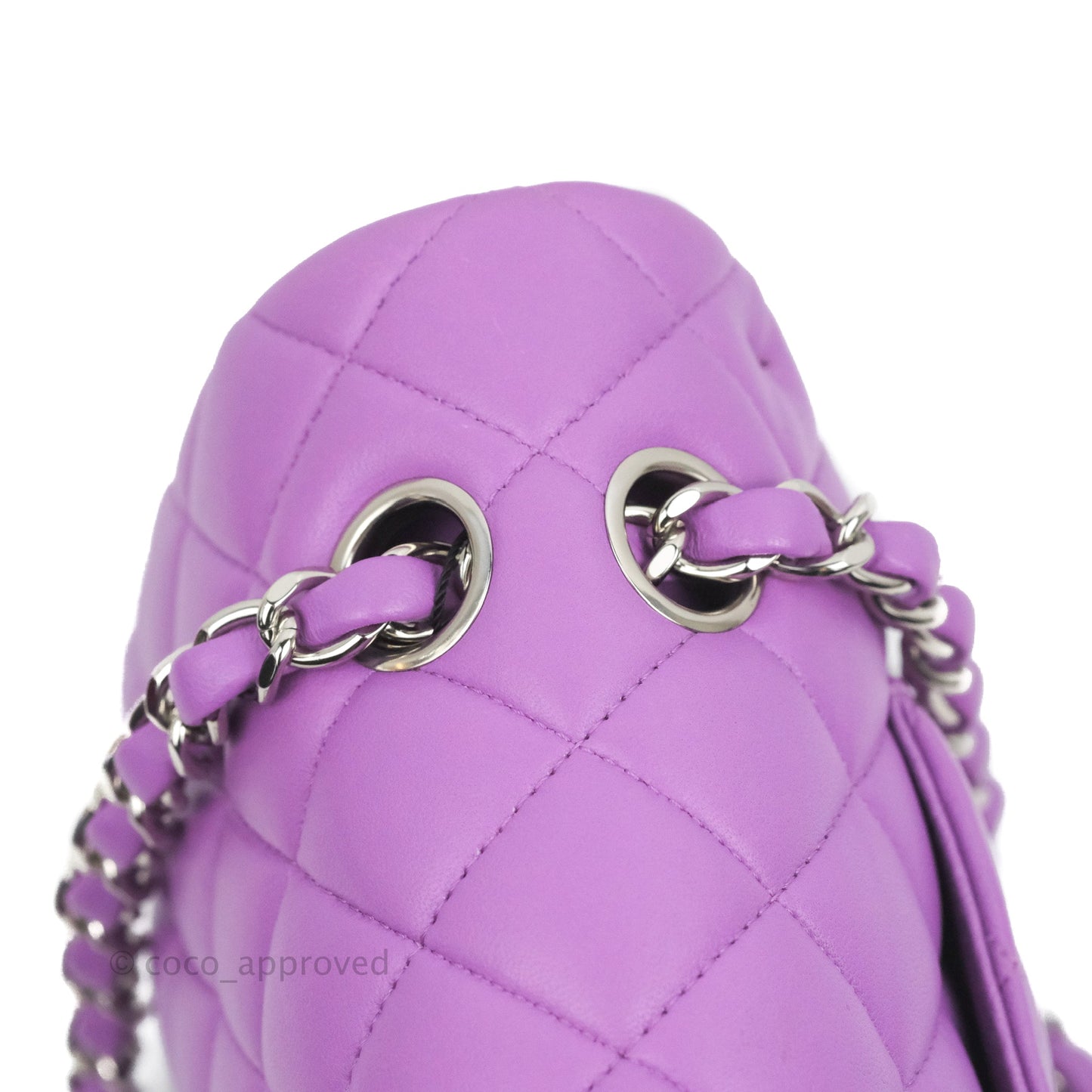 Chanel Classic M/L Medium Flap Quilted Purple Lambskin Silver Hardware 20C
