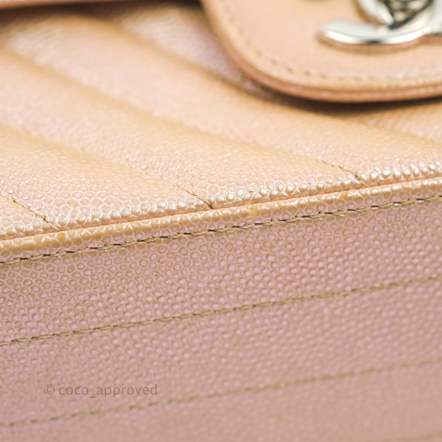 Chanel Quilted Mini Rectangular Flap Iridescent Pink Rose Gold Silver Hardware 17B