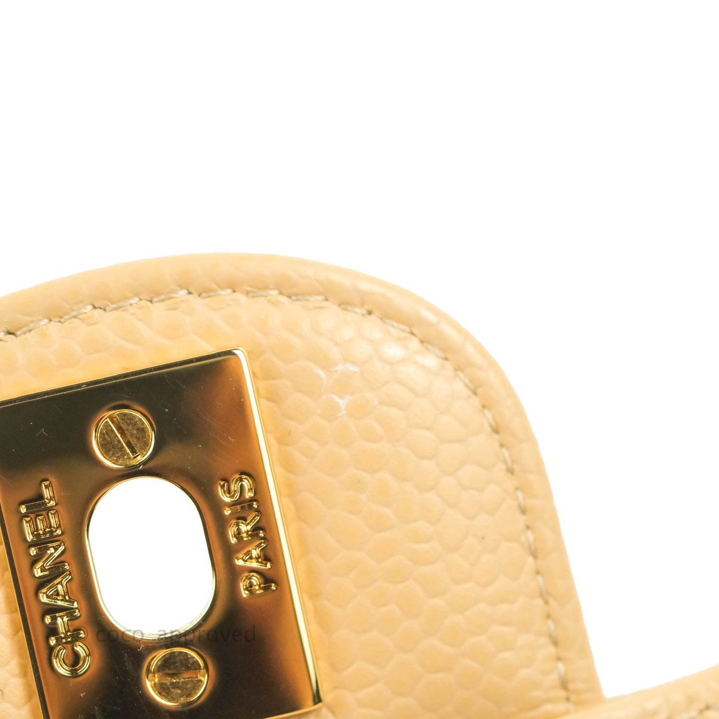 Chanel Classic M/L Medium Flap Quilted Beige Caviar Gold Hardware