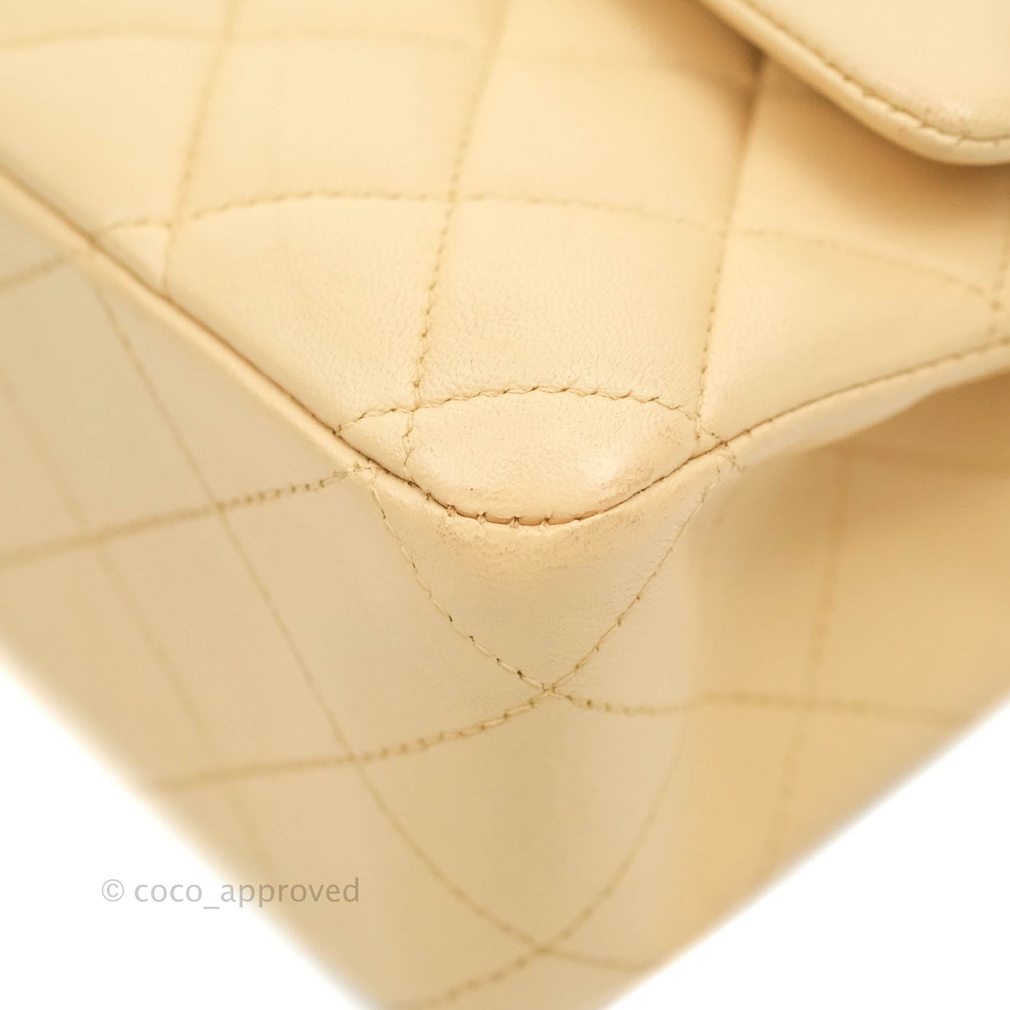 Chanel Classic M/L Medium Flap Quilted Beige Lambskin Gold Hardware