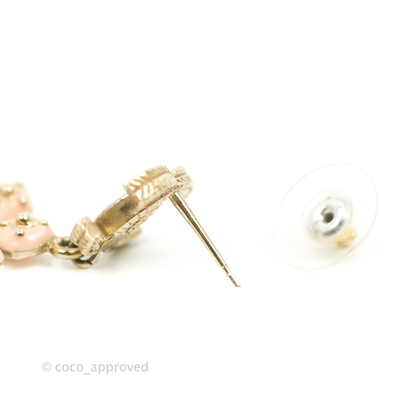 Chanel CC Pearl Flower Drop Earrings Gold Tone 18C