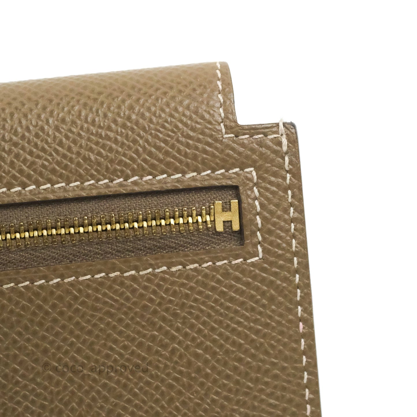Hermès Kelly Pocket Compact Wallet Epsom Etoupe Gold Hardware