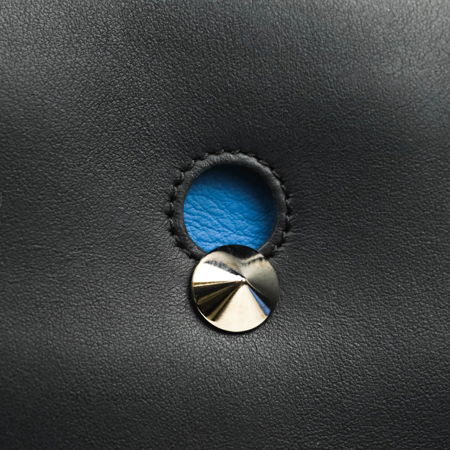 Fendi DotCom Satchel Bag Black Royal Blue Calfskin
