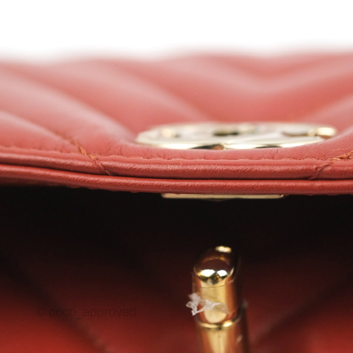 Chanel Small Statement Chevron Flap Bag Red Calfskin Gold Hardware