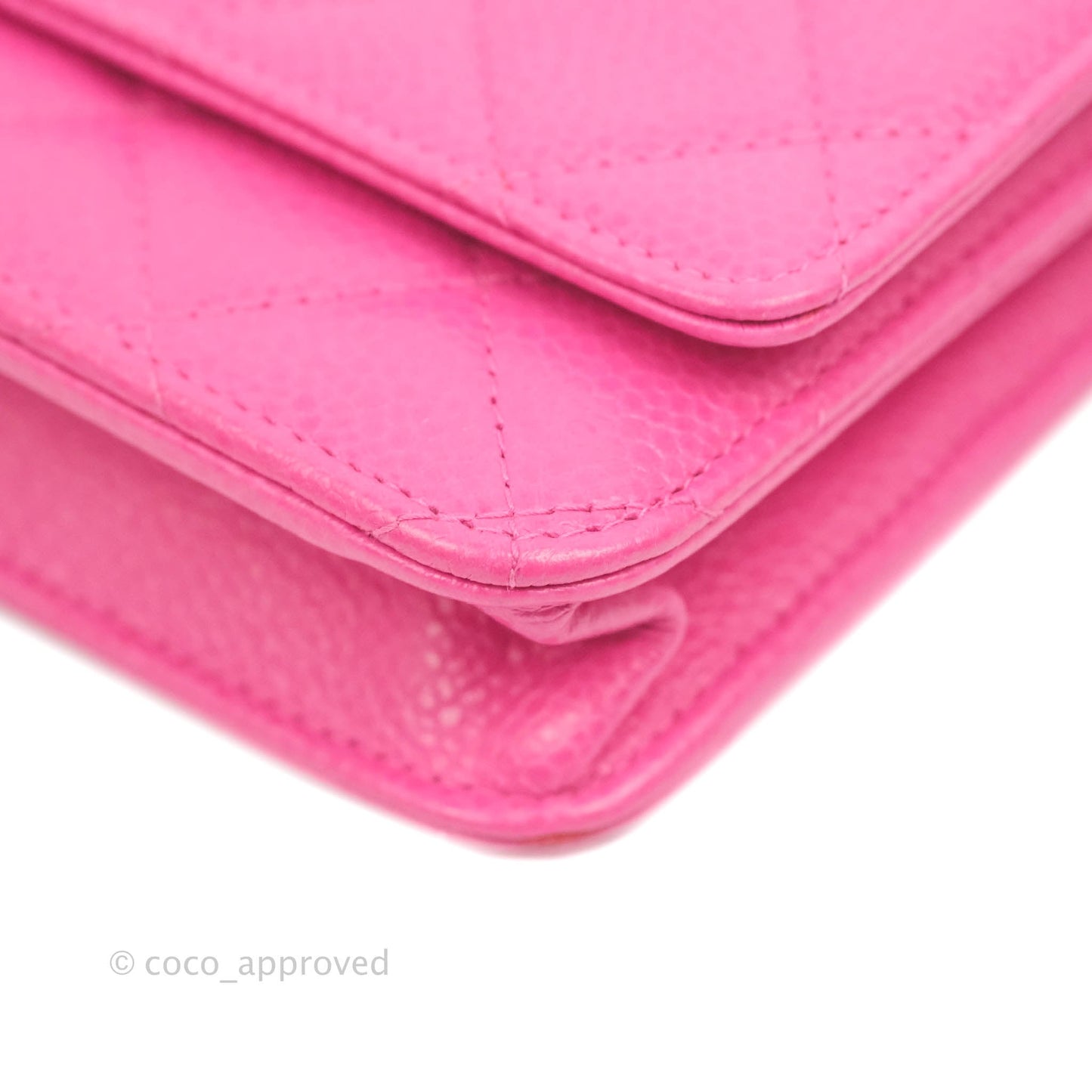 Chanel Quilted Wallet on Chain WOC Pink Caviar Silver Hardware