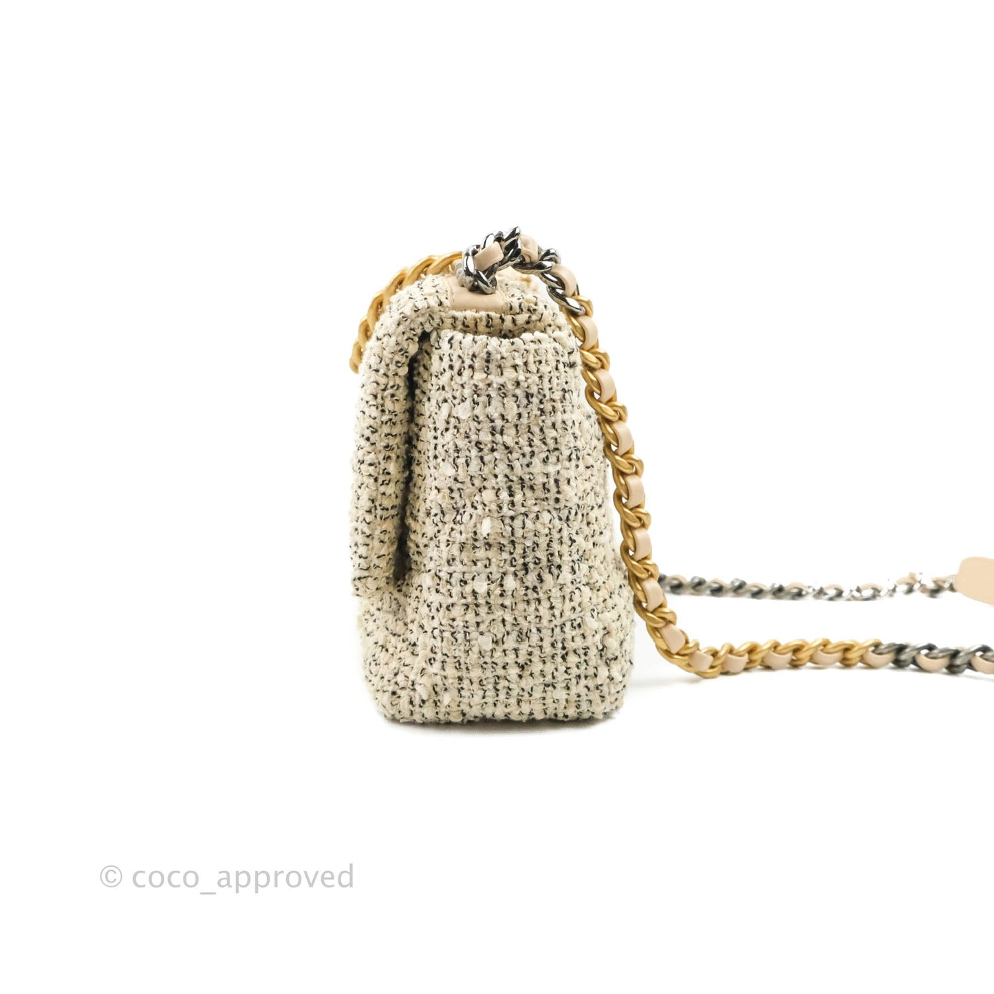Chanel 19 Small Tweed Oreo Cream Mixed Hardware