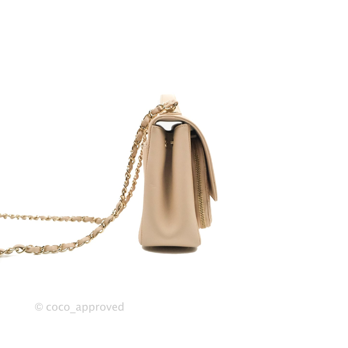 Chanel Quilted Medium Business Affinity Flap Light Beige Caviar Gold Hardware
