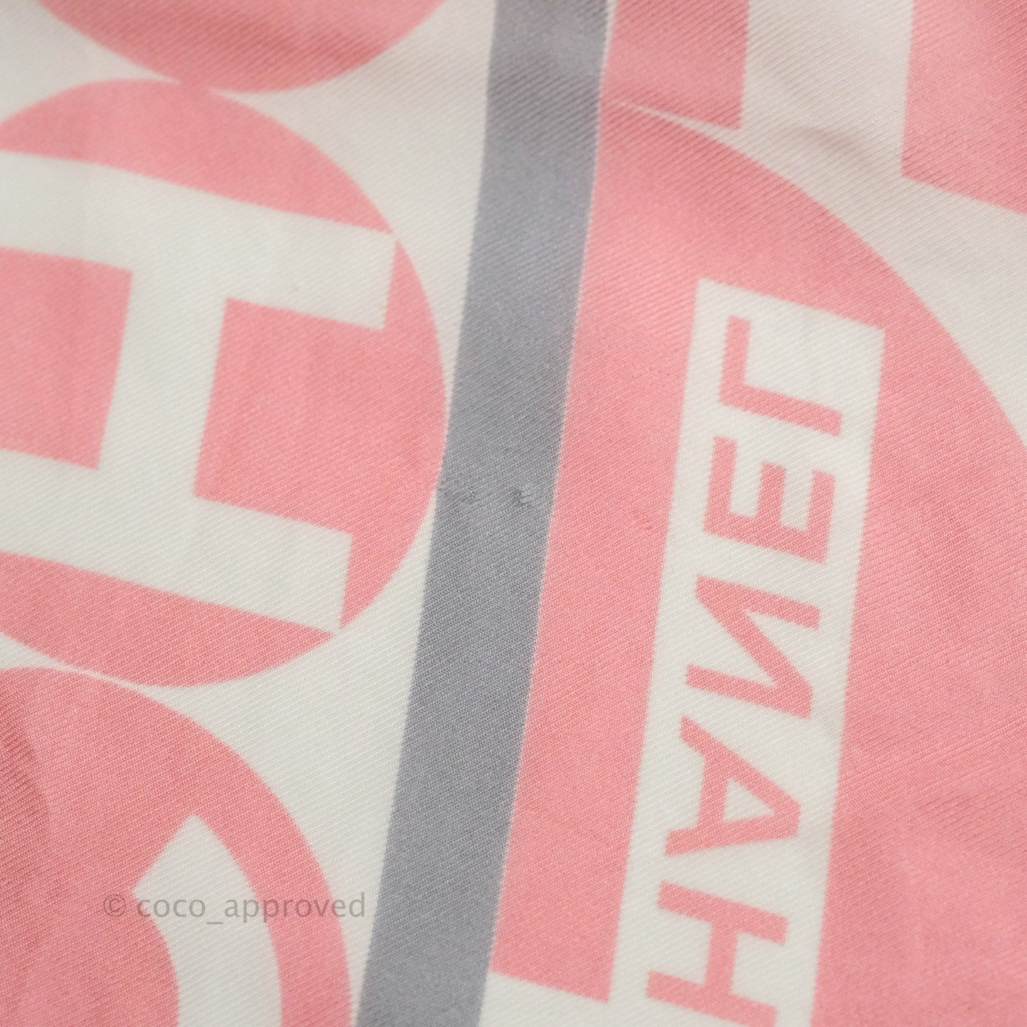 Chanel CC Silk Square Scarf 90 Grey/Pink/White