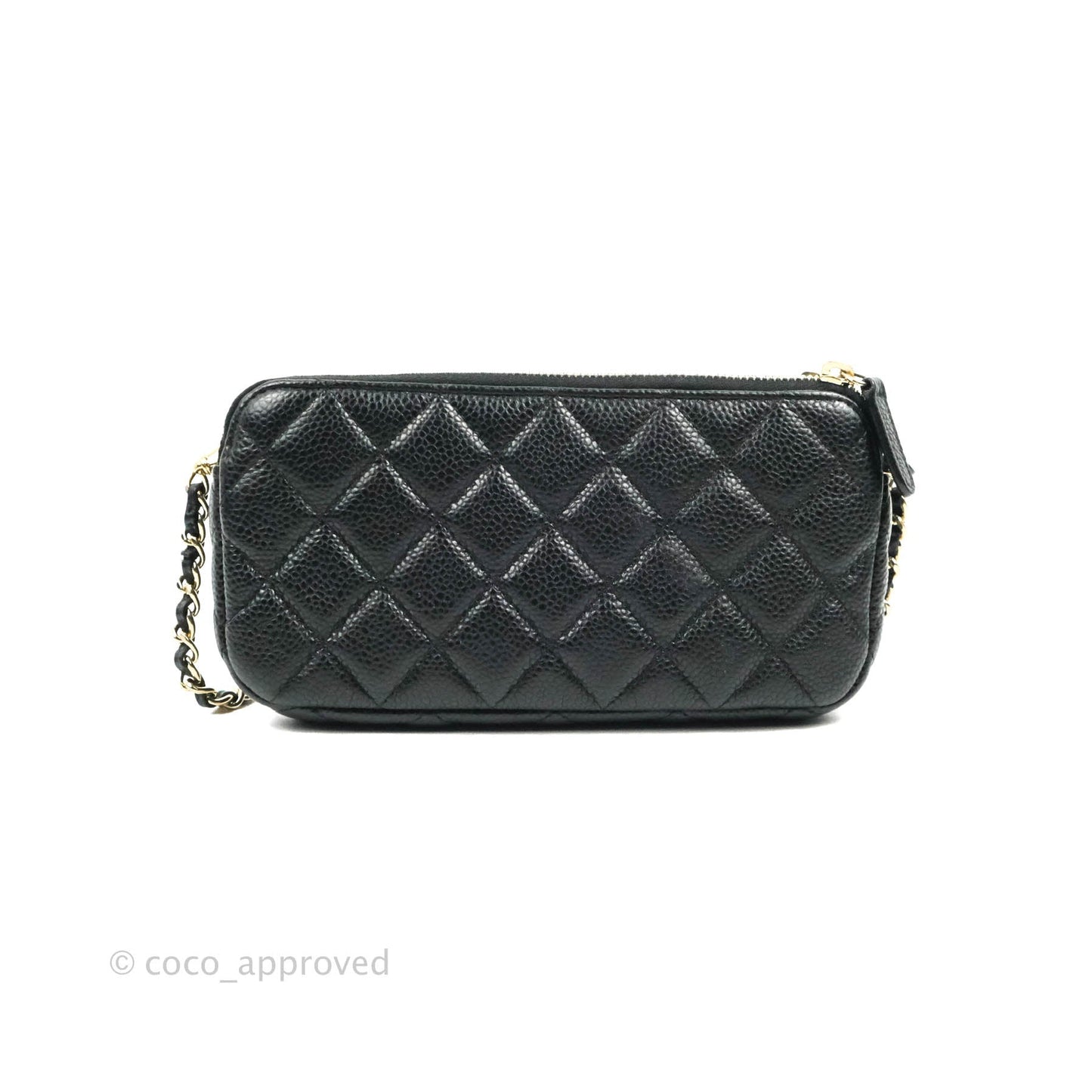 Chanel Quilted Clutch With Chain Black Caviar Gold Hardware