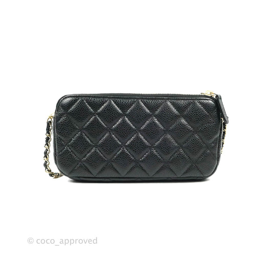Chanel Quilted Clutch With Chain Black Caviar Gold Hardware