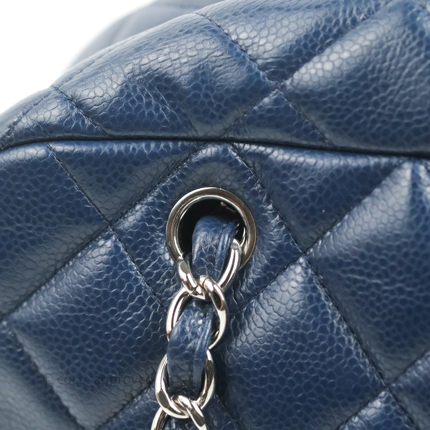 Chanel Quilted Large Classic Camera Bag Navy Caviar Silver Hardware