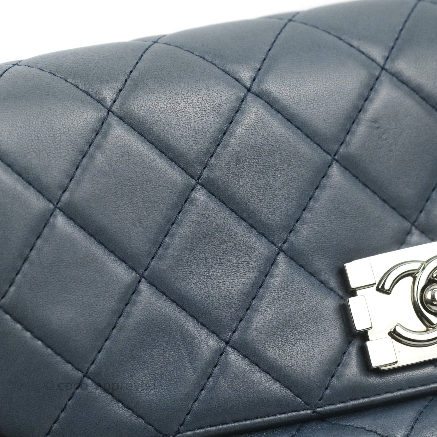 Chanel Boy Clutch With Chain Lambskin Dark Silver Hardware