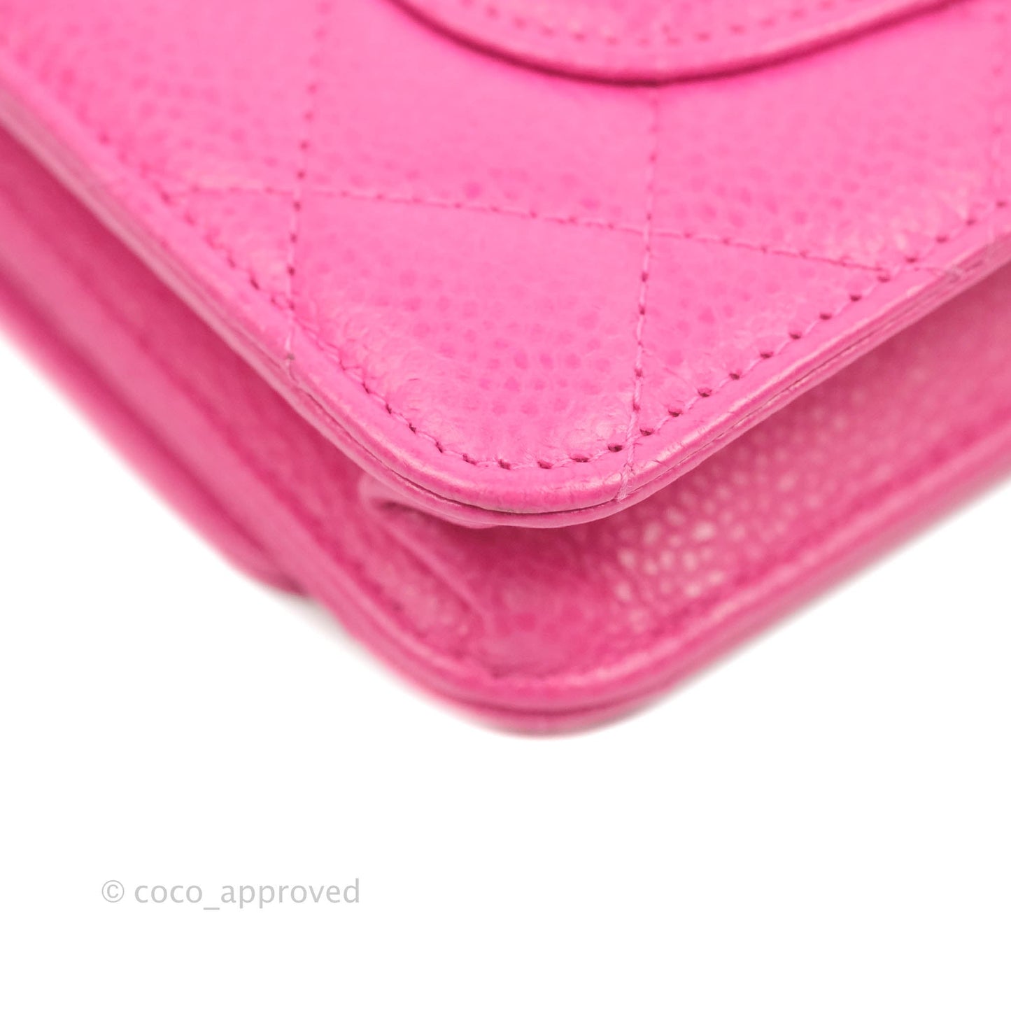 Chanel Quilted Wallet on Chain WOC Pink Caviar Silver Hardware