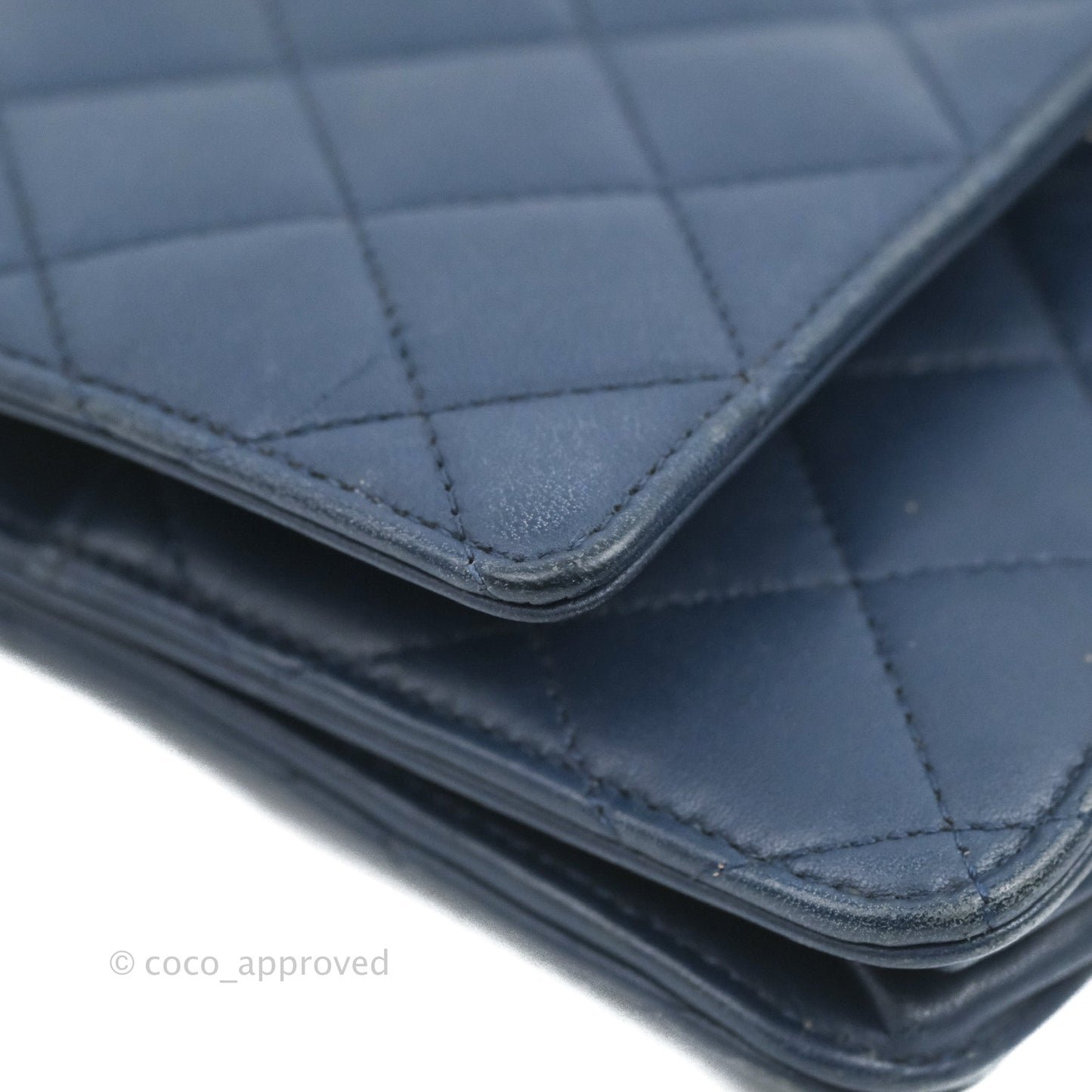 Chanel Quilted Classic Wallet on Chain WOC Navy Lambskin Silver Hardware