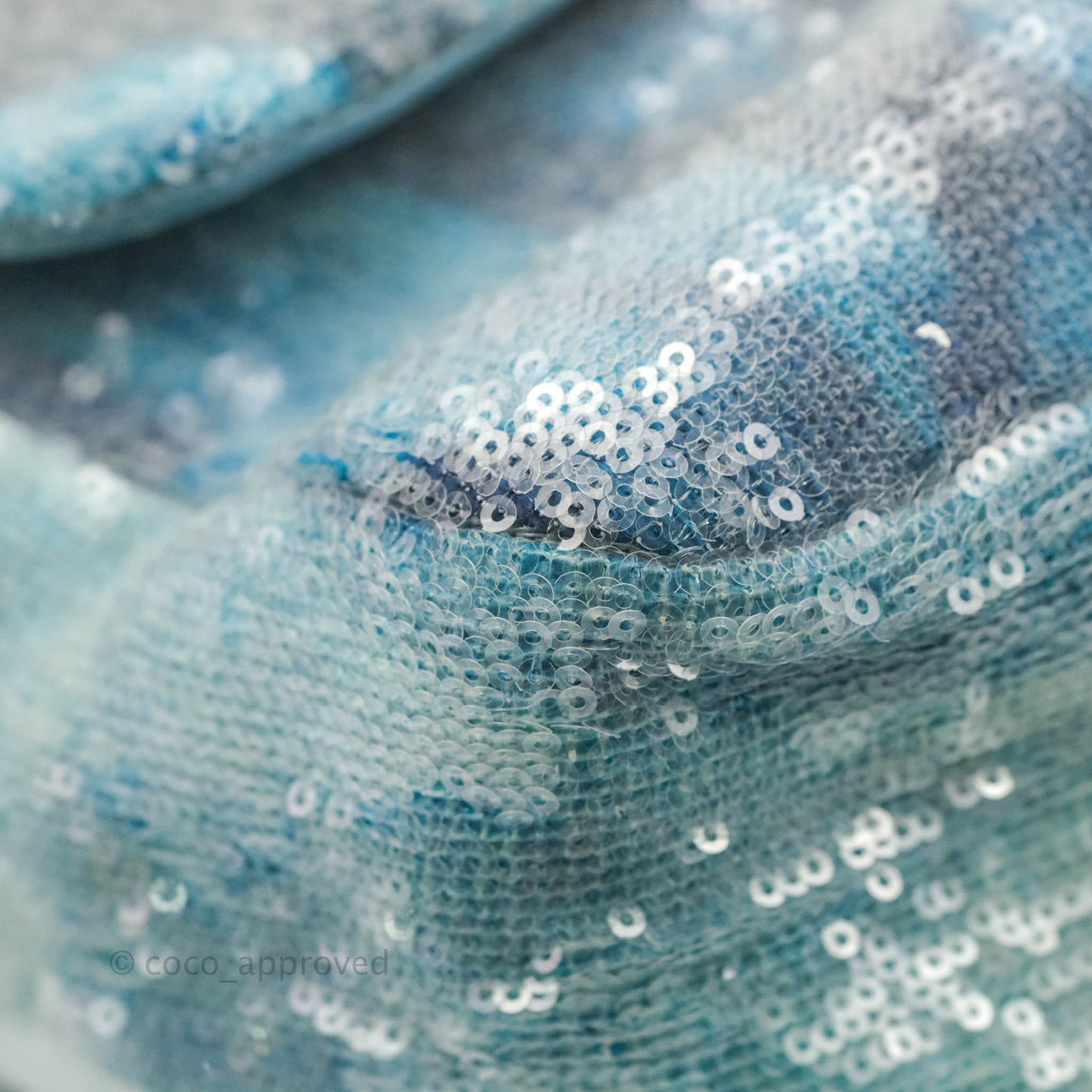 Chanel Large Sequin Waterfall Flap Bag Blue Silver Hardware