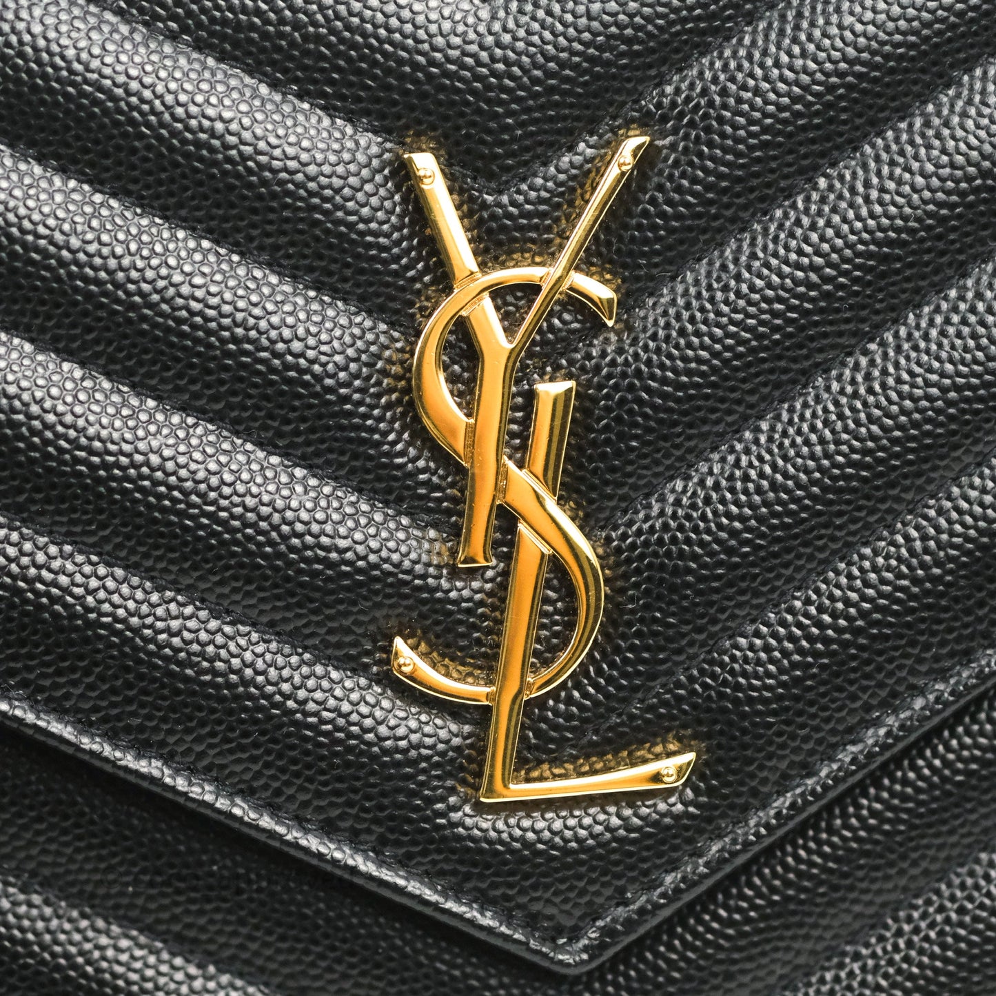 Saint Laurent Wallet on Chain Large Black Grained Leather Gold Hardware