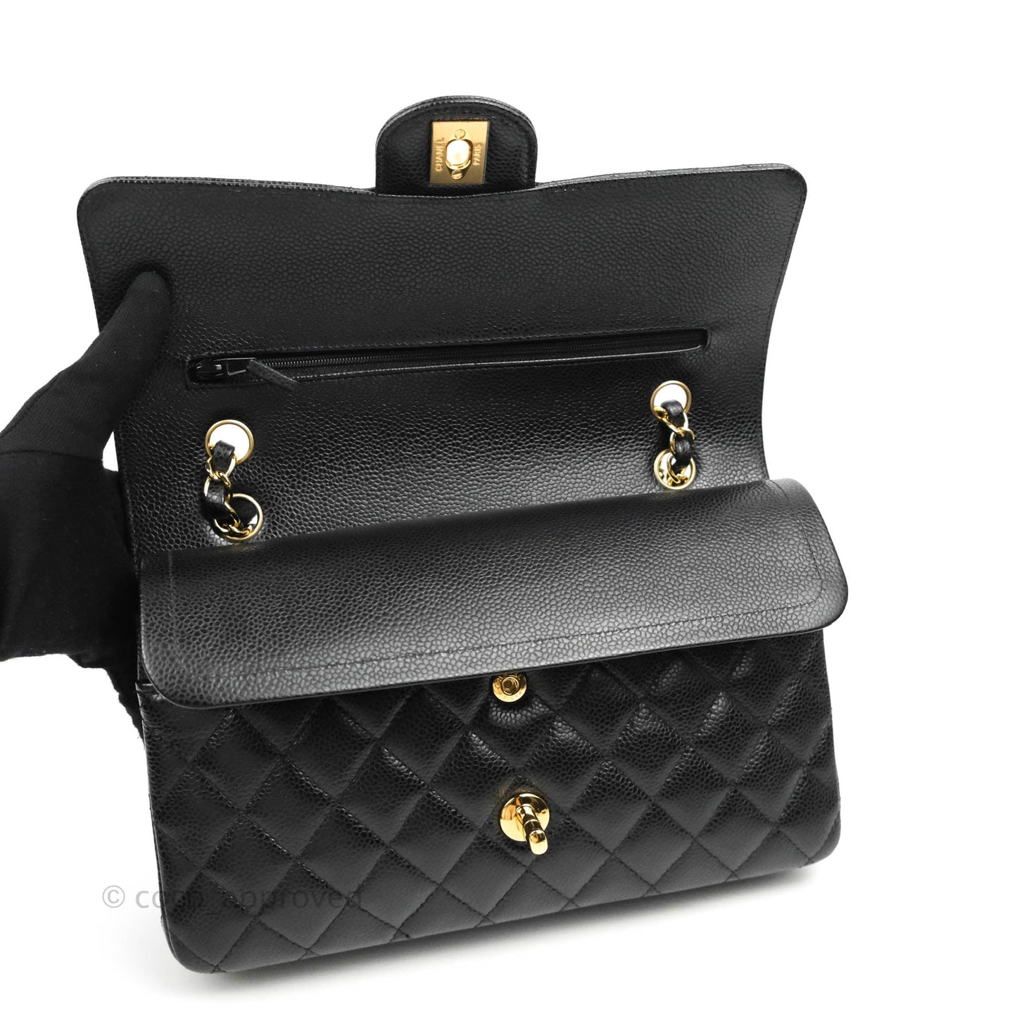 Chanel Medium Classic Quilted Flap Black Caviar Gold Hardware