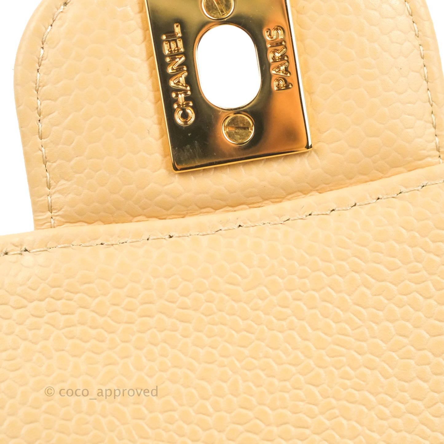 Chanel Classic M/L Medium Flap Quilted Beige Caviar Gold Hardware