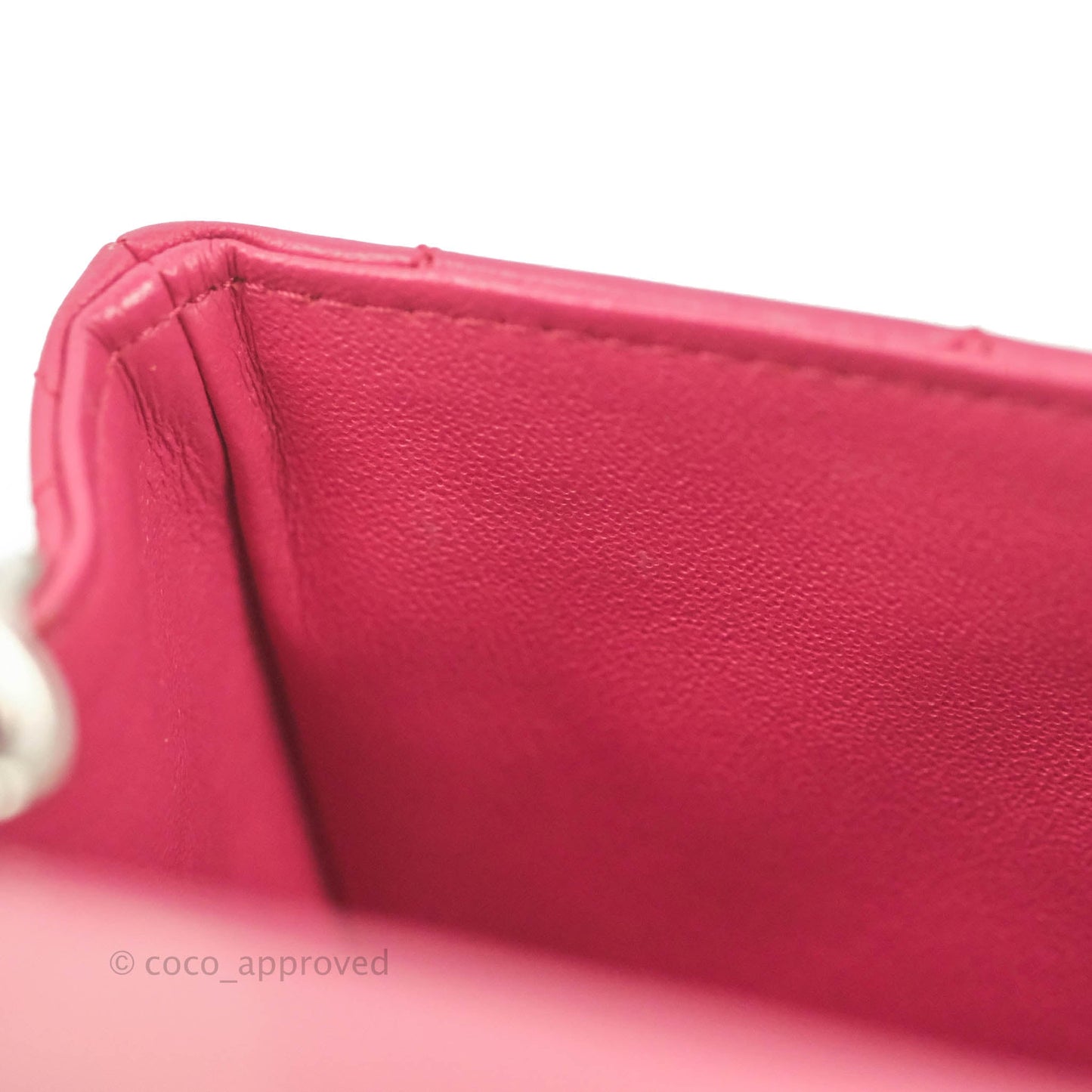Chanel Quilted Mini Rectangular Flap Raspberry Pink Lambskin Silver Hardware